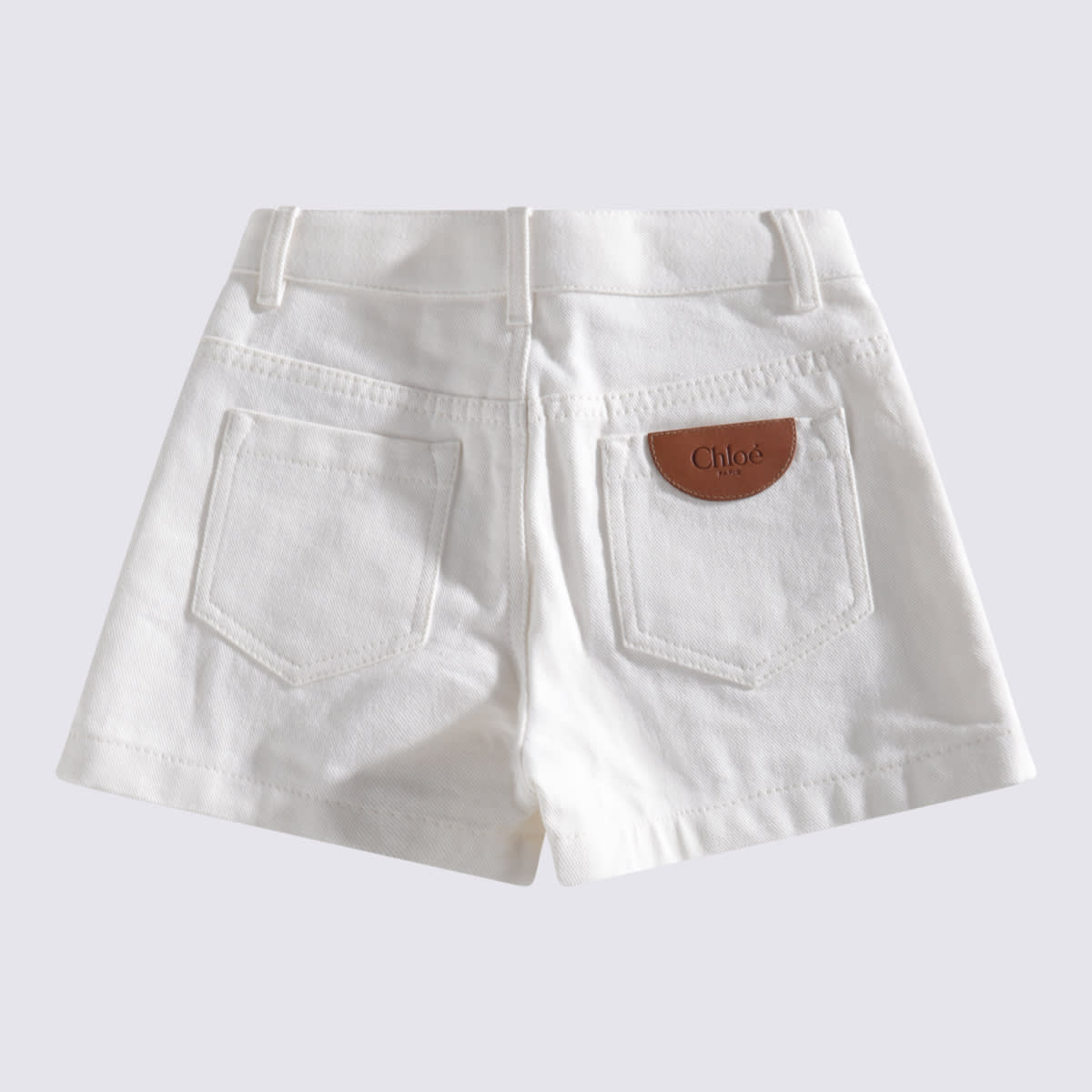 Chloé White Cotton Shorts In Bianco Sporco