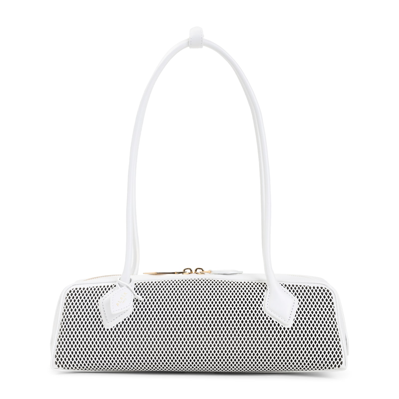 Alaïa Womens Blanc Optique Le Teckel Fishnet Medium Leather Shoulder Bag In White