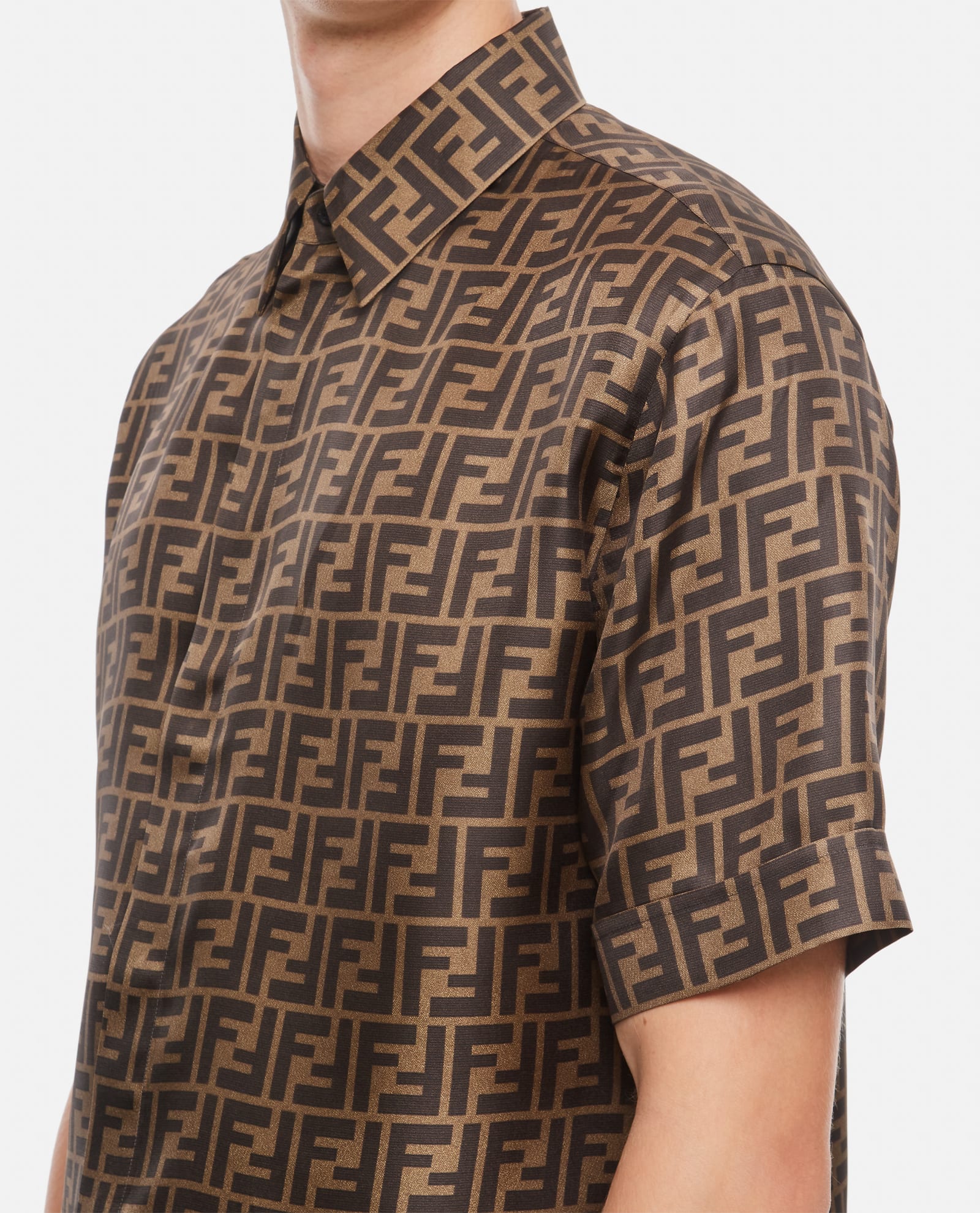 Shop Fendi Ff Bowling Shirt In Brown