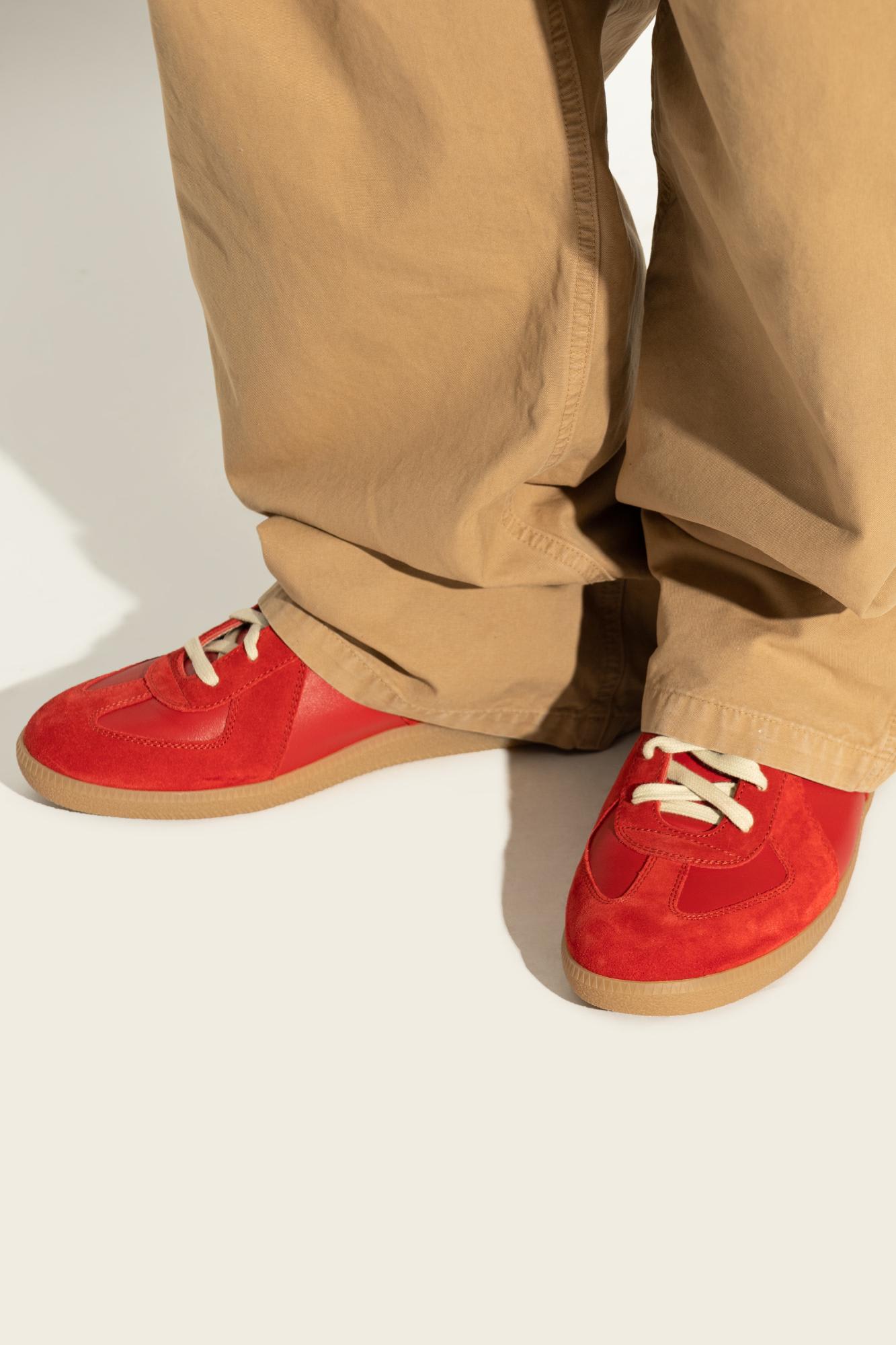 Maison Margiela Replica Leather And Suede Sneakers In Red