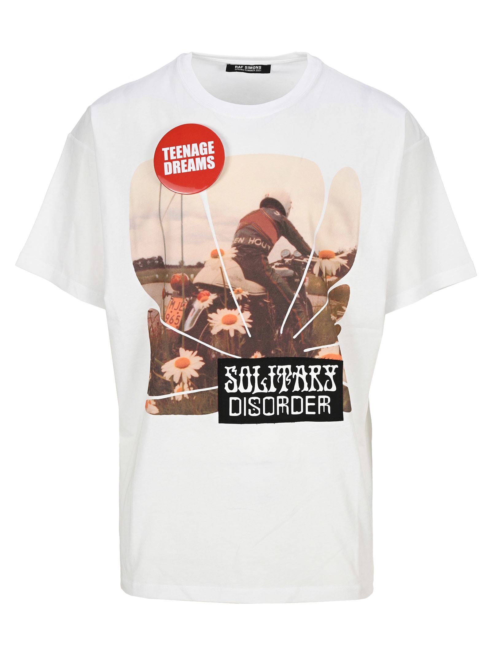 Raf Simons Mens White Solitary Disorder Graphic-print Cotton-jersey T-shirt M In White