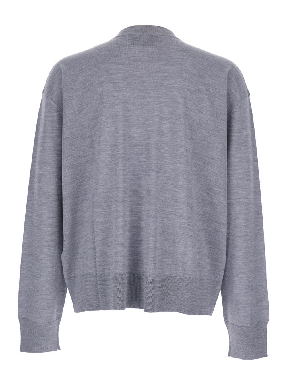 Ami Alexandre Mattiussi Grey Crew Neck Sweater With Embroidered Logo On The Front In Wool Man In Gray