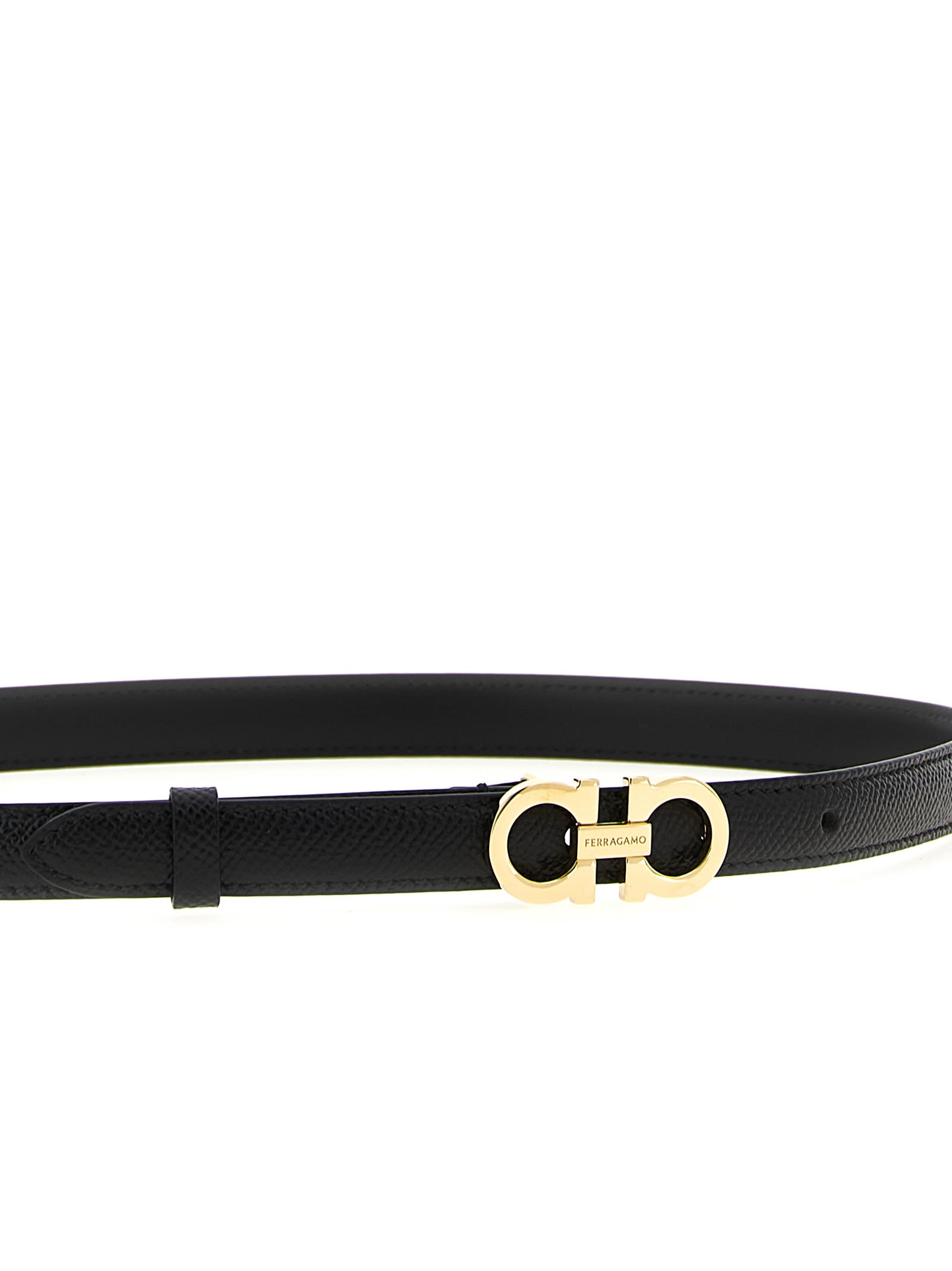 Ferragamo Logo Buckle Belt In Black