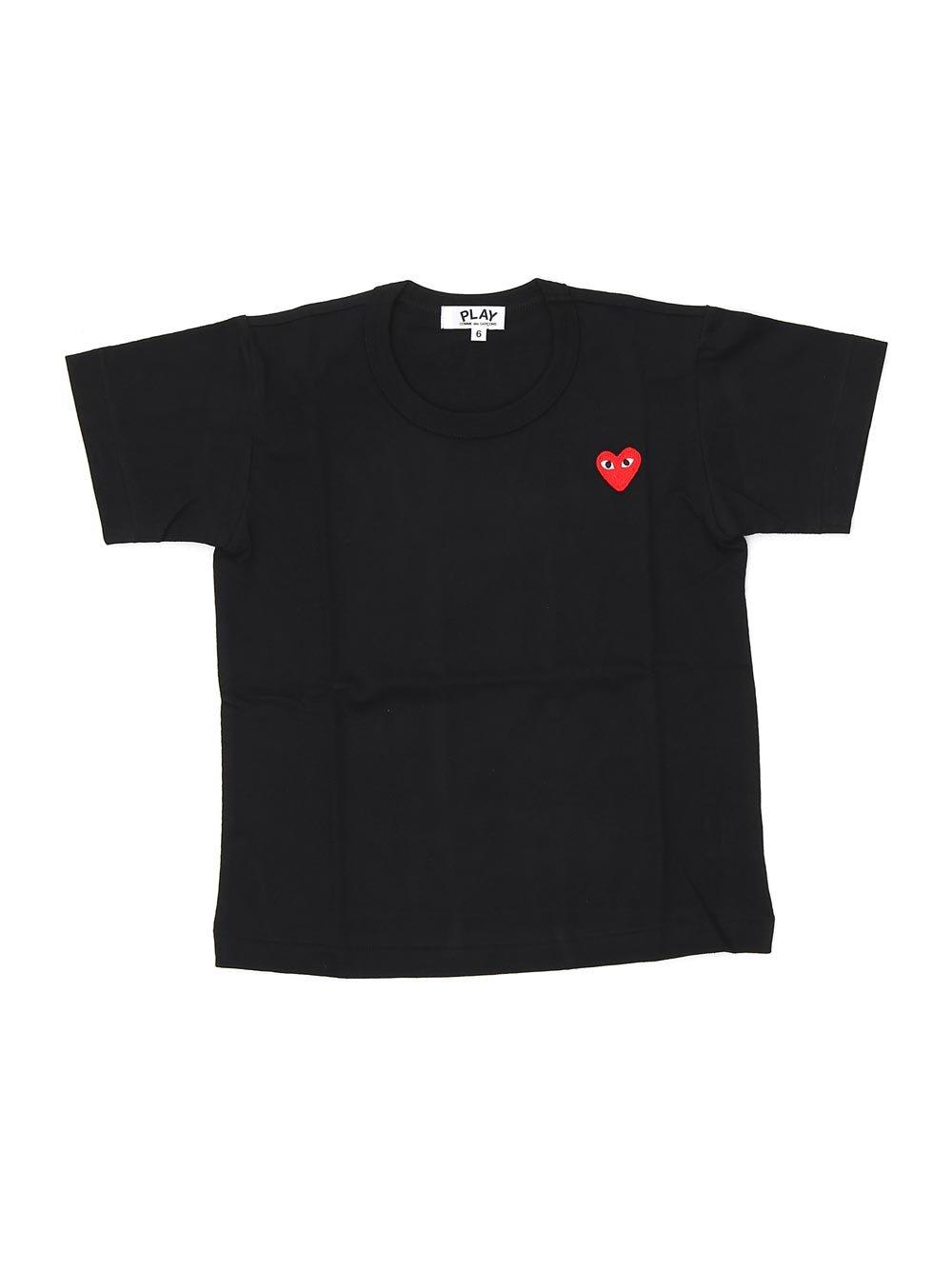 Shop Comme Des Garçons Play Embroidered Heart T-shirt In Nero