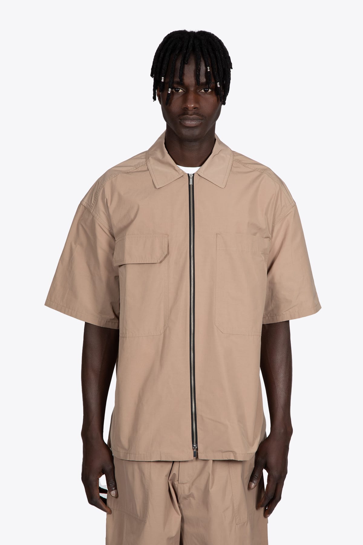 lownn Chemise Mc Workwear Beige nylon shirt with short sleeves - Workwear shirt