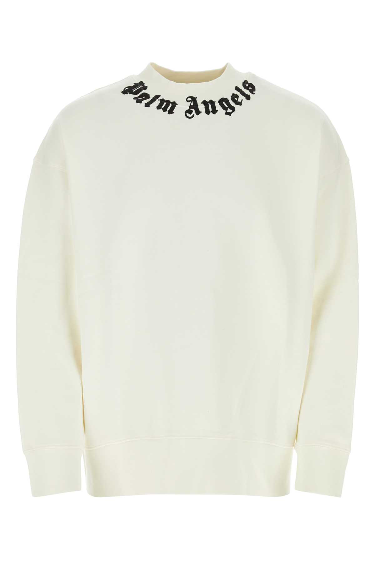 Shop Palm Angels White Cotton Sweatshirt In 0310