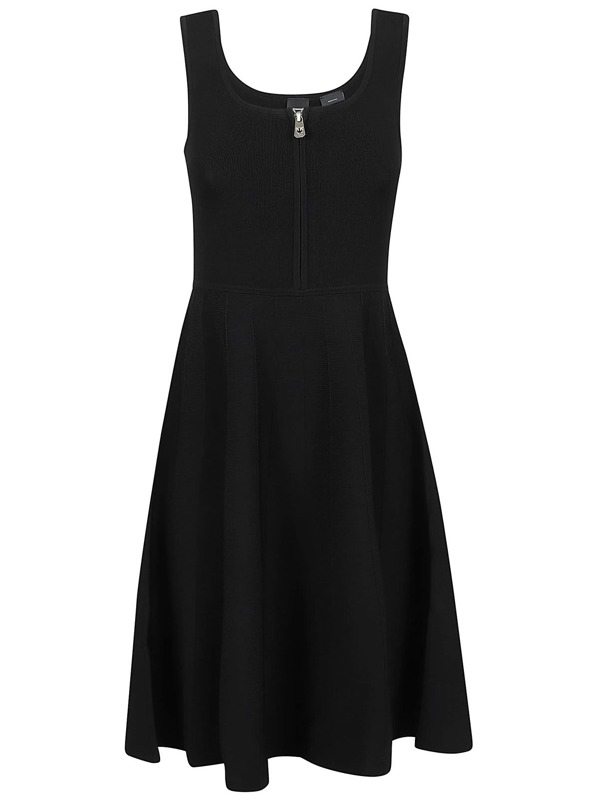 Shop Pinko Front-zip Sleeveless Mini Dress In Nero Limousine