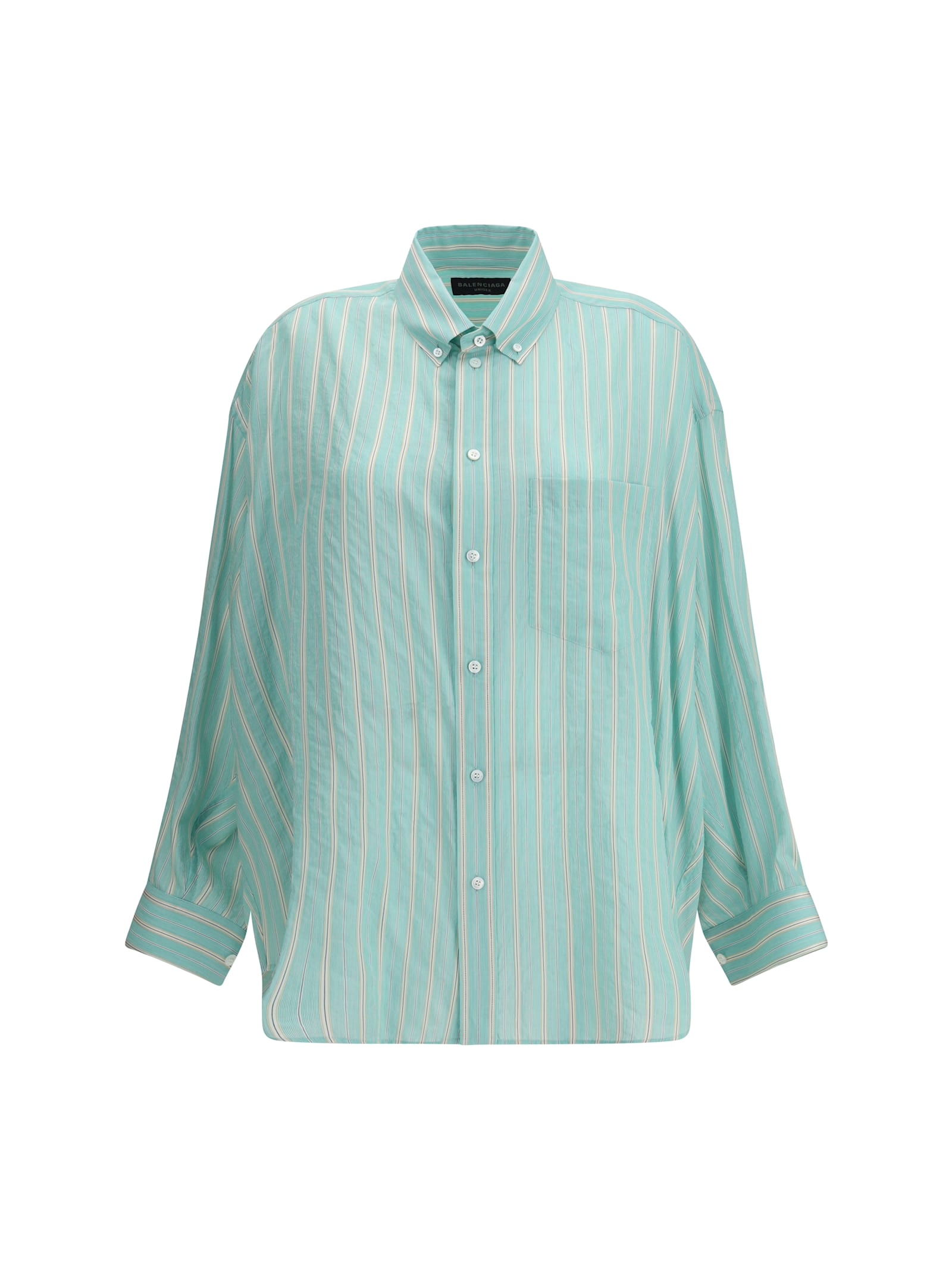 Balenciaga Striped Cocoon Shirt In Green