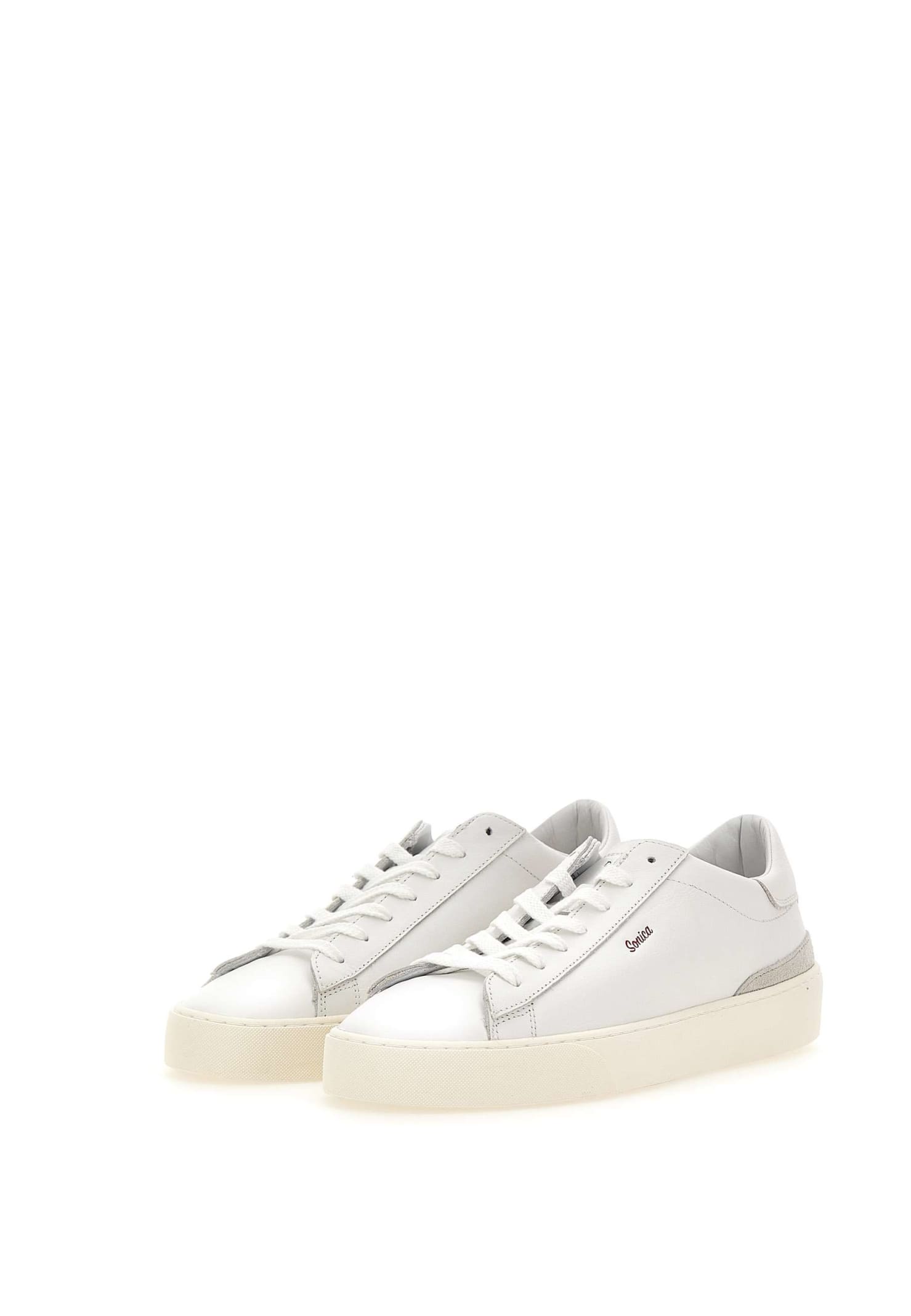 Shop Date Sonica Calf Leather Sneakers In White