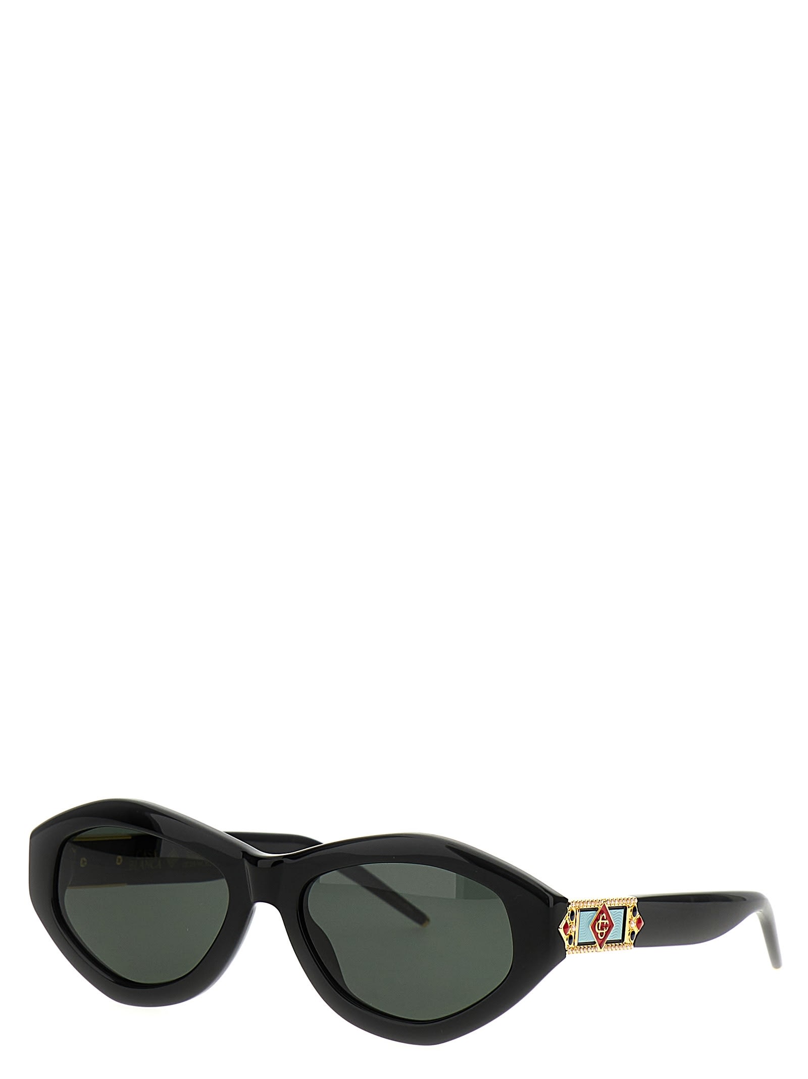 Shop Casablanca Monogram Plaque Sunglasses In Black