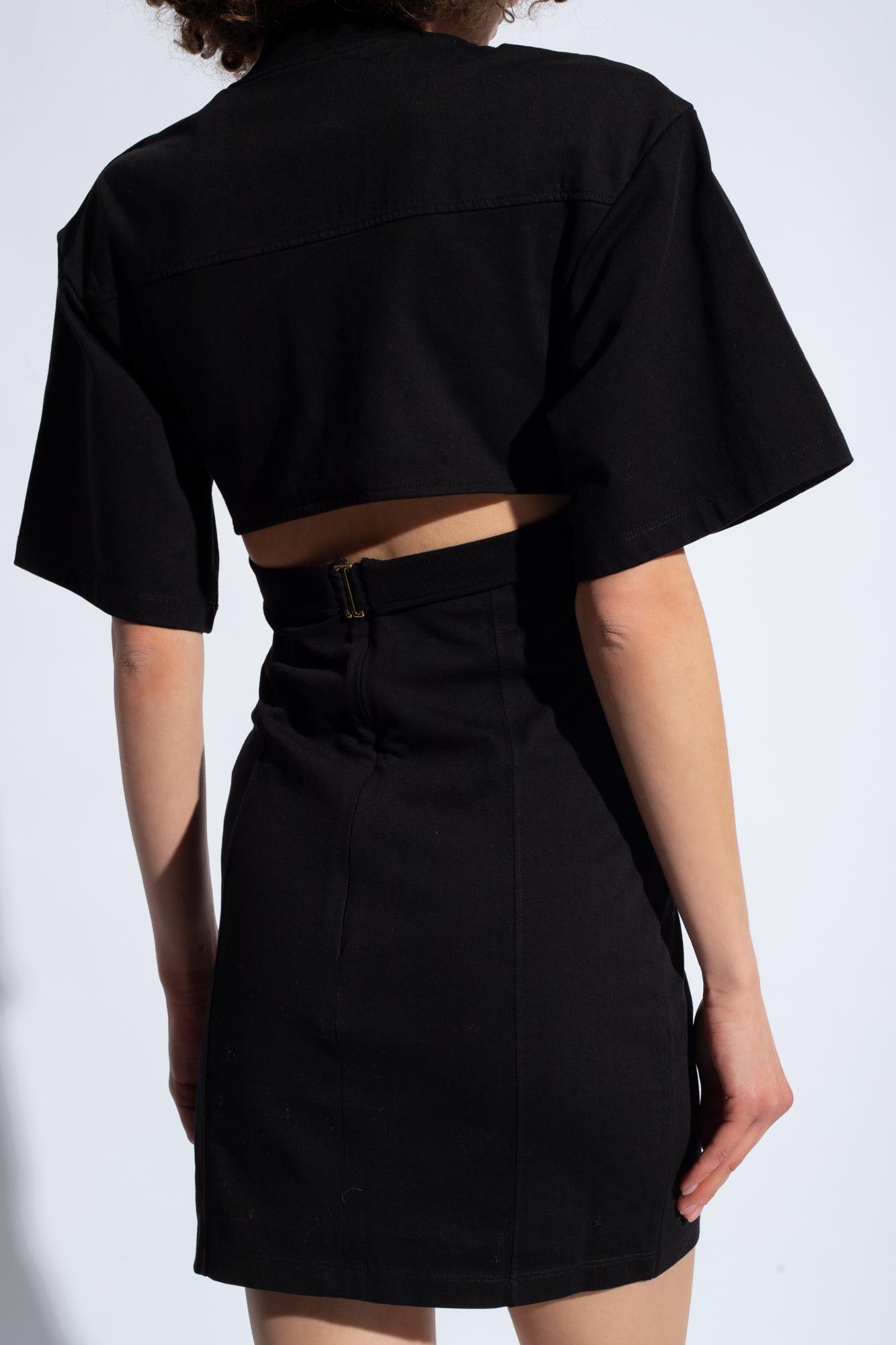 Shop Jacquemus Bahia T-shirt Dress In Black