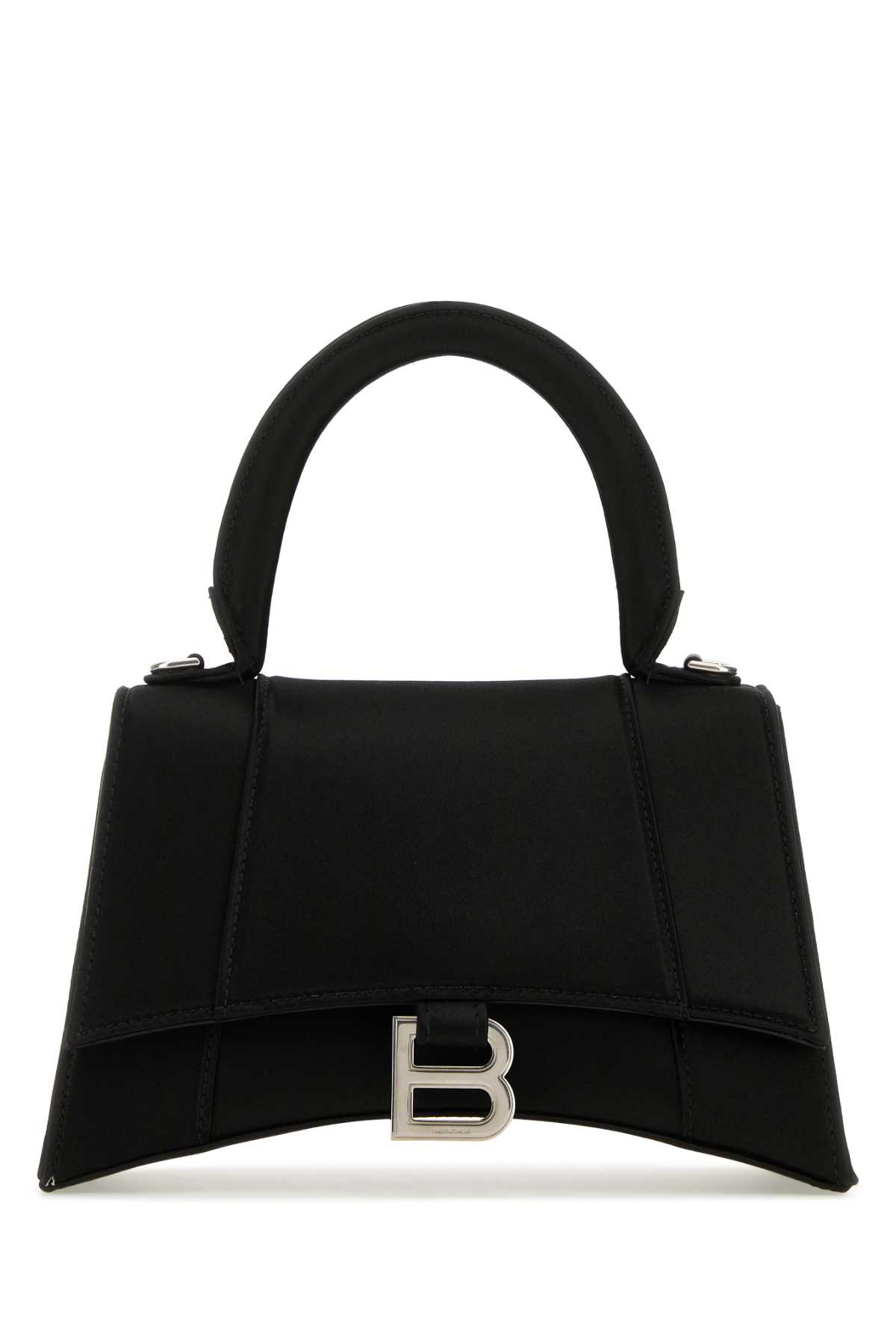 Shop Balenciaga Black Satin Small Hourglass Handbag