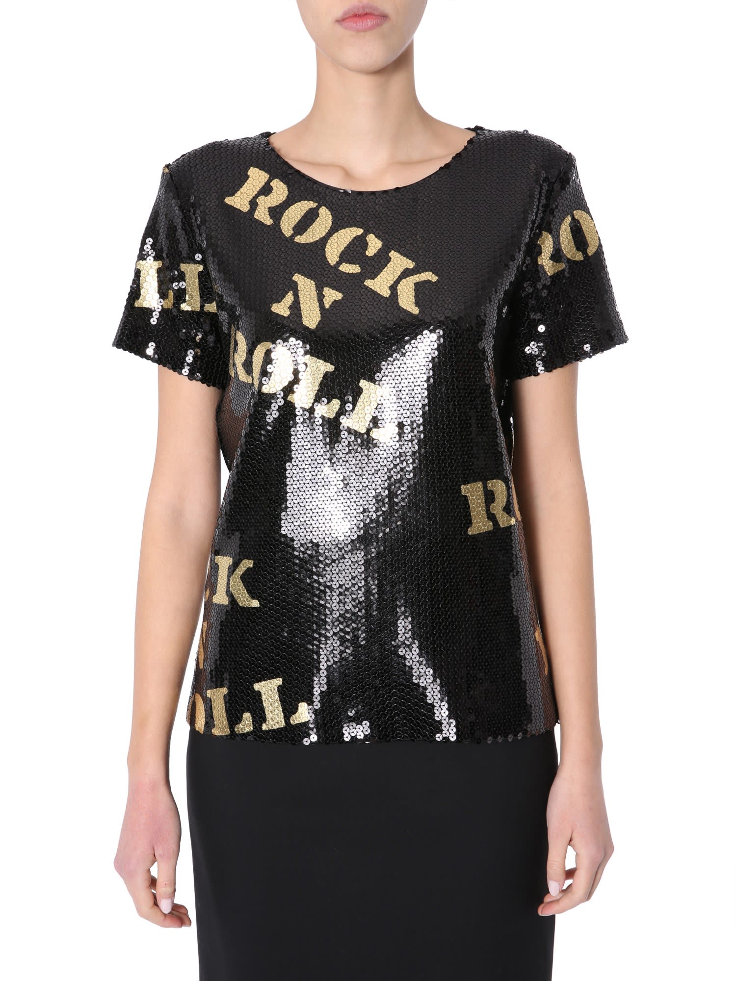 MOSCHINO T-SHIRT WITH SEQUINS,02250546 1555