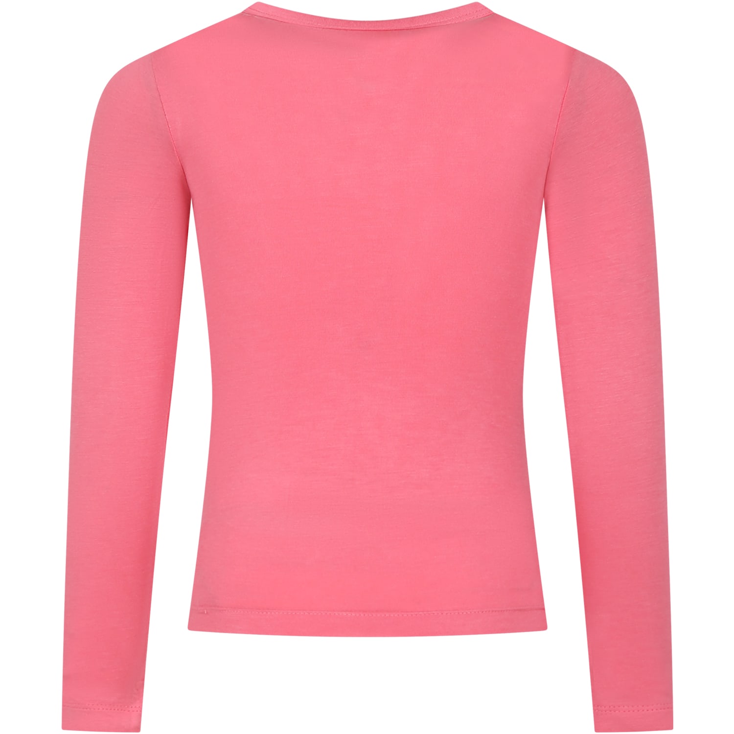 Molo Pink T-shirt For Girl With Logo In Fuchsia