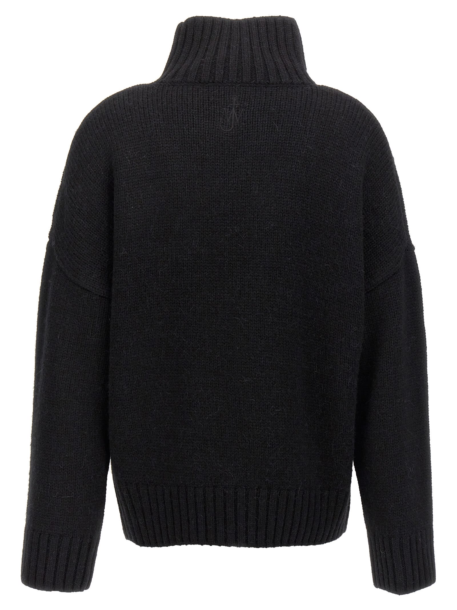 Shop Jw Anderson Leather Patch Pocket Sweater In Black