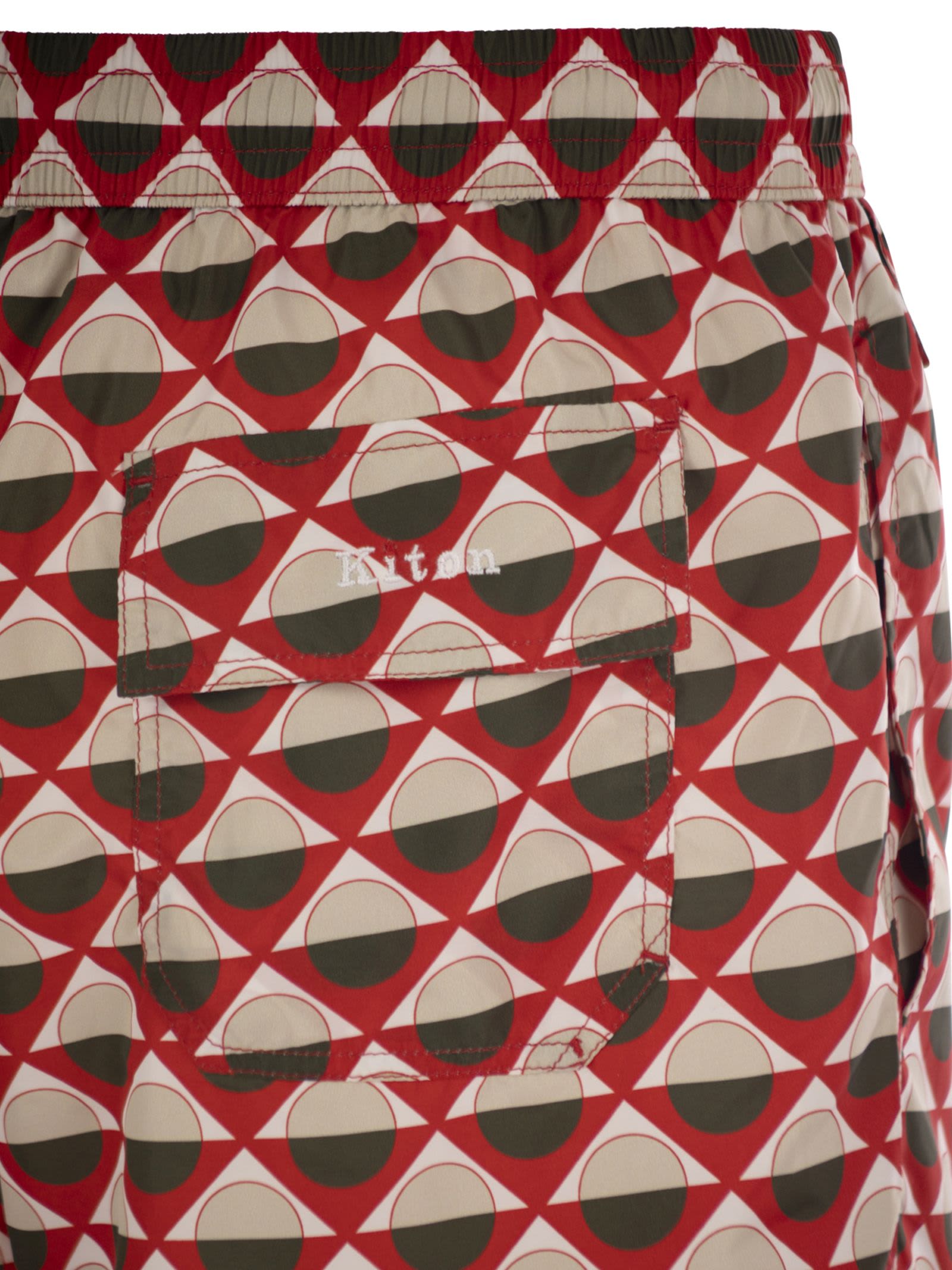 Kiton Patterned Beach Boxers In White/red