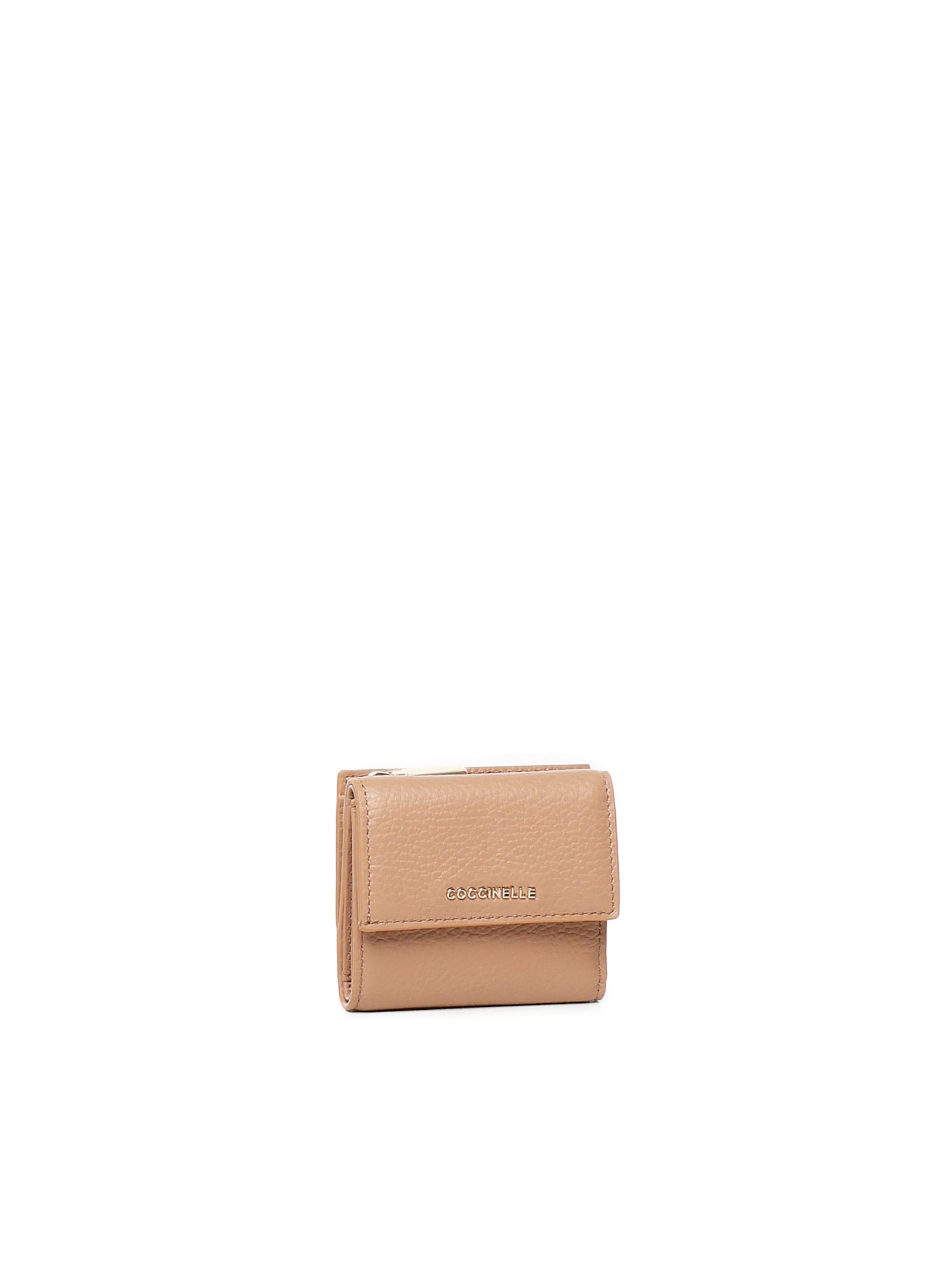 Shop Coccinelle Metallic Soft Wallet In Nude