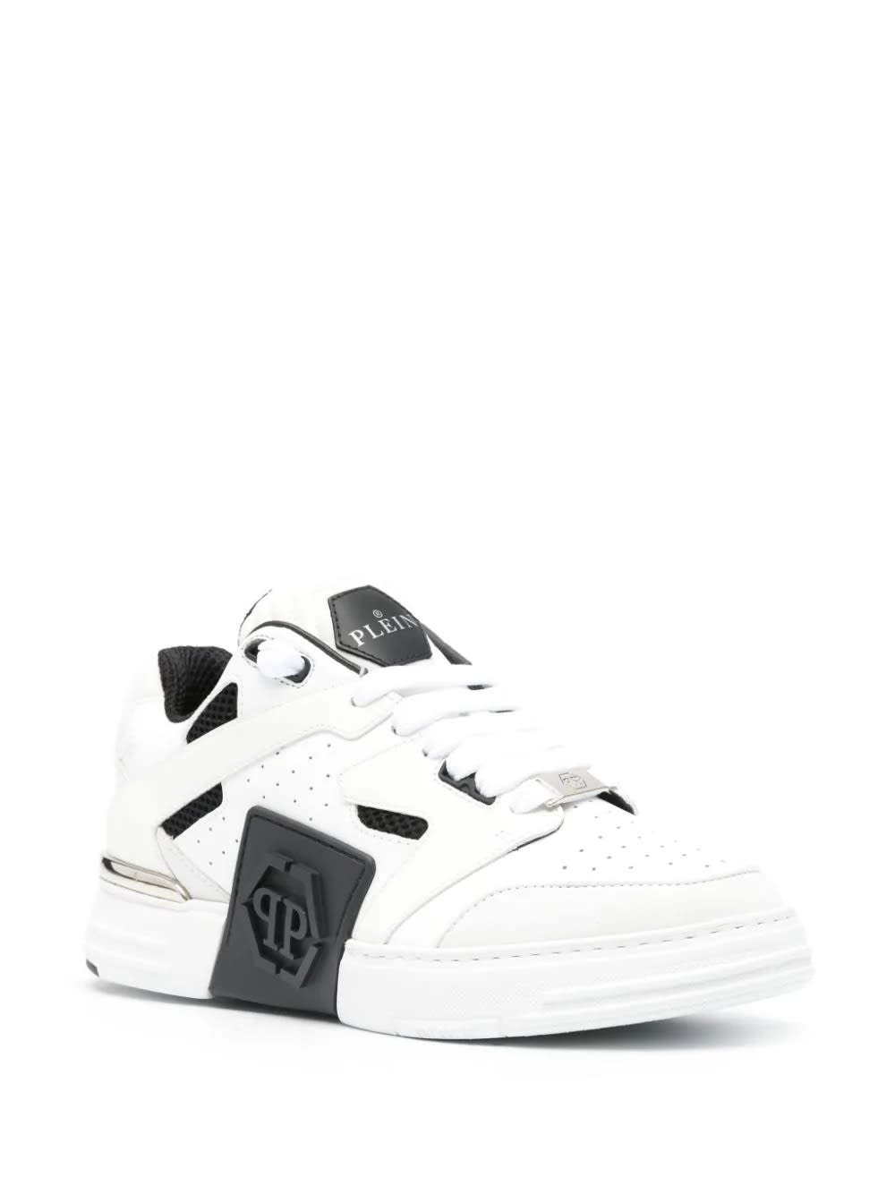 Shop Philipp Plein White And Black Phantom Street Sneakers
