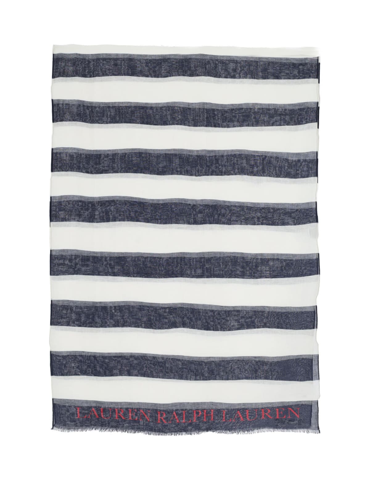 Polo Ralph Lauren Frayed Edges Striped Pattern Scarf In Navy