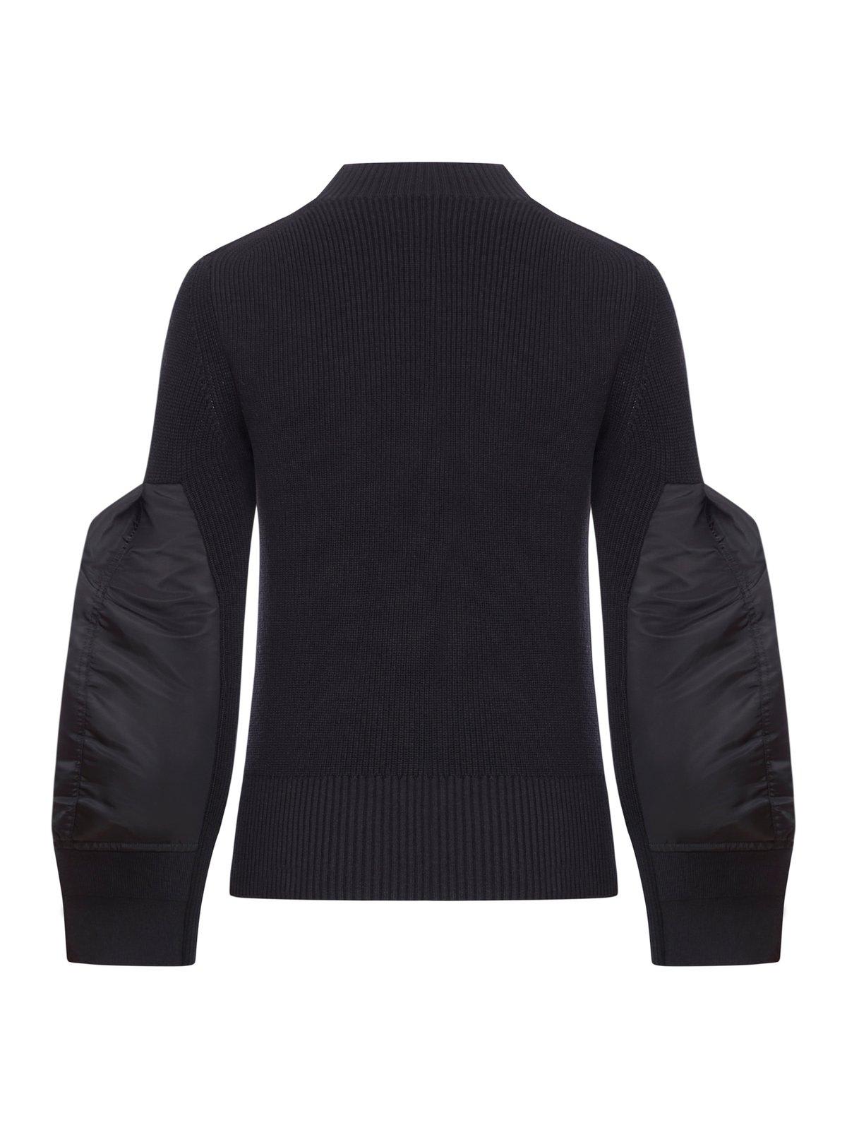 Shop Sacai Panelled Knitted Pullover In Black