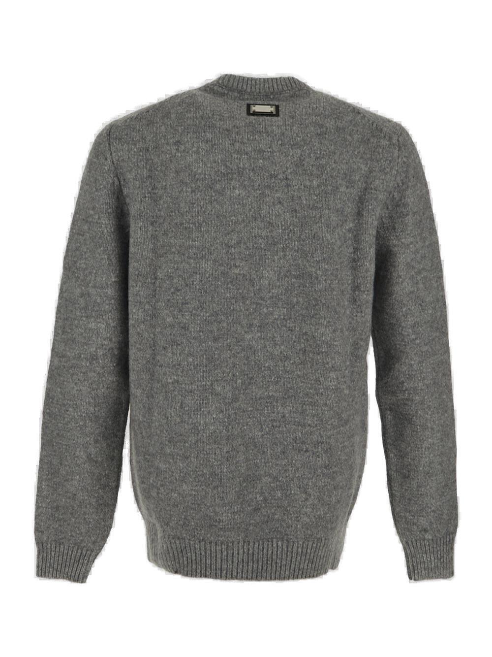 Shop Dolce & Gabbana Crewneck Knitted Jumper In Grey