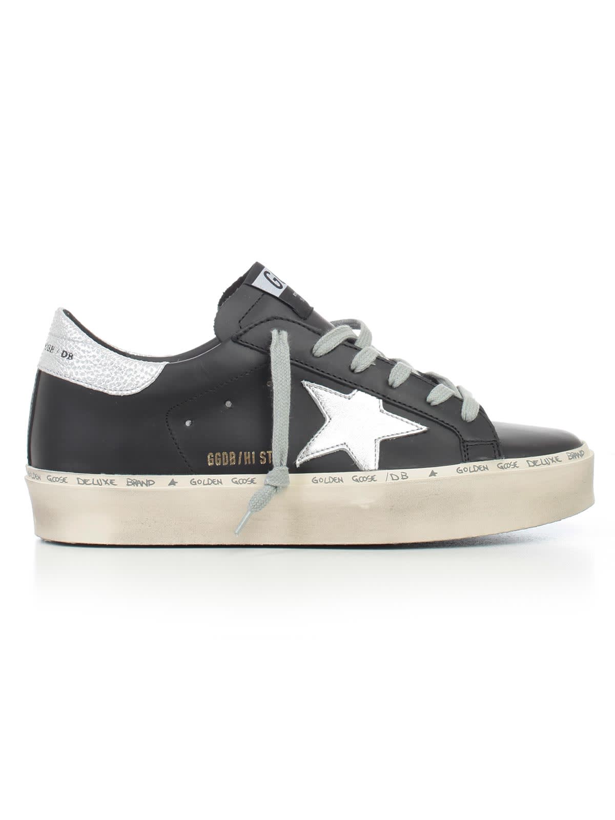 Sneakers - Black Leather Shiny Star 