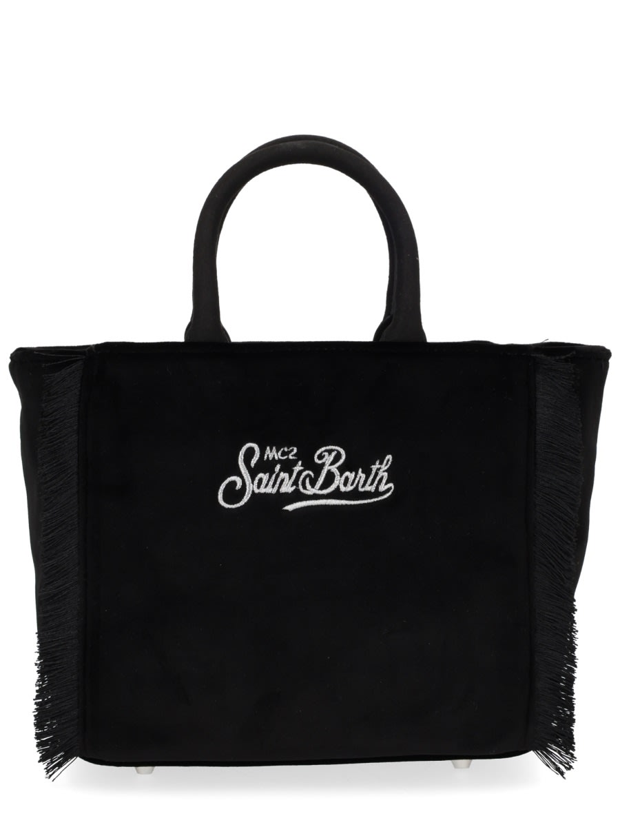 Mc2 Saint Barth Mini Velvet Tote Bag In Black