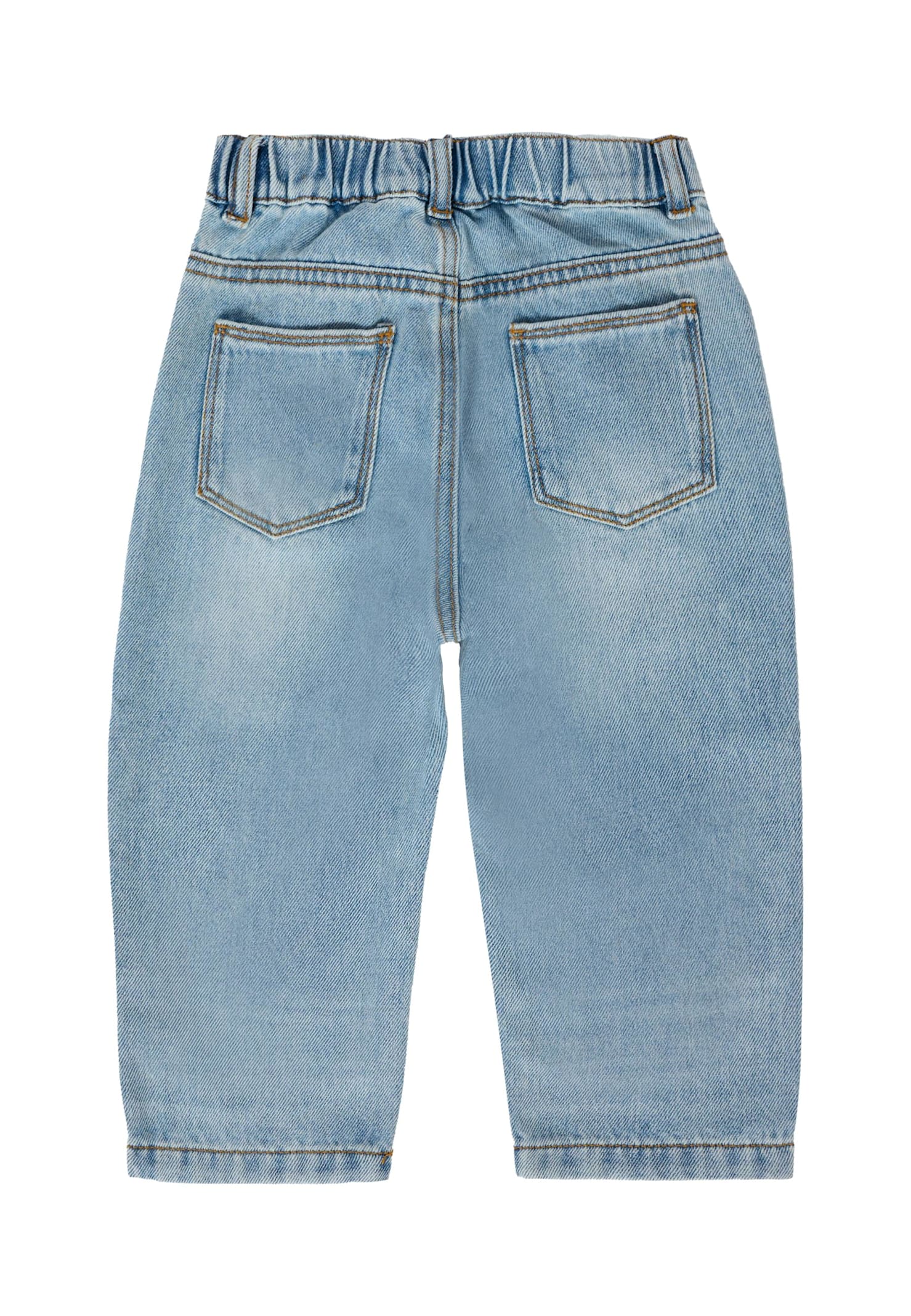 Moschino Denim Jeans For Baby Boy With Teddy Bear In Blue