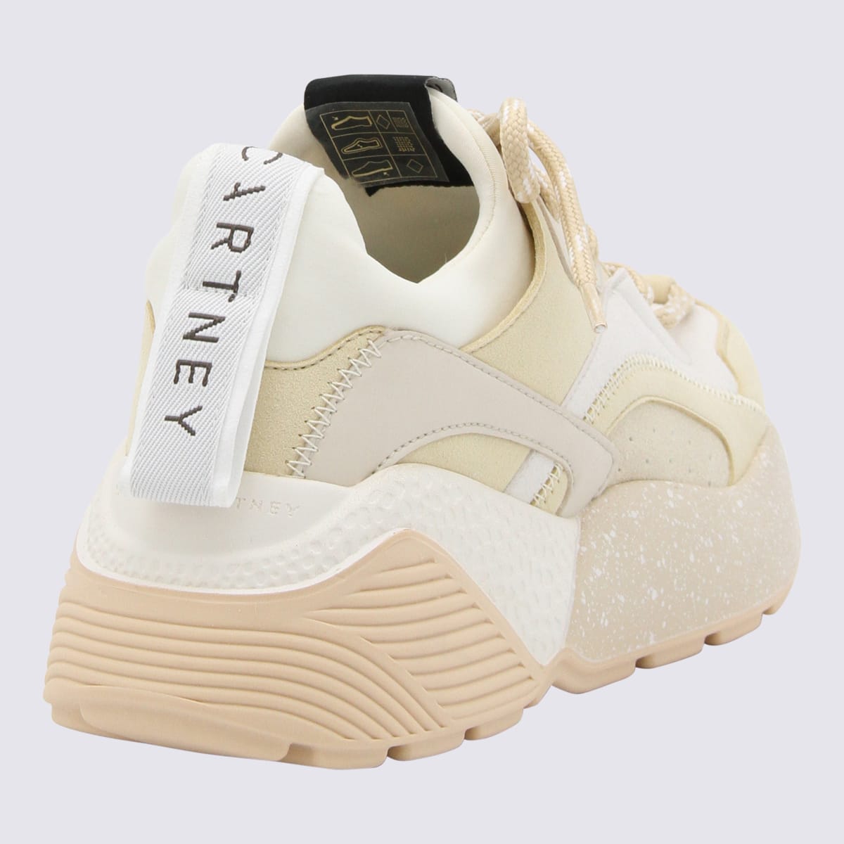 Shop Stella Mccartney Light Beige Faux Leather Eclypse Low-top Sneakers In Multi White