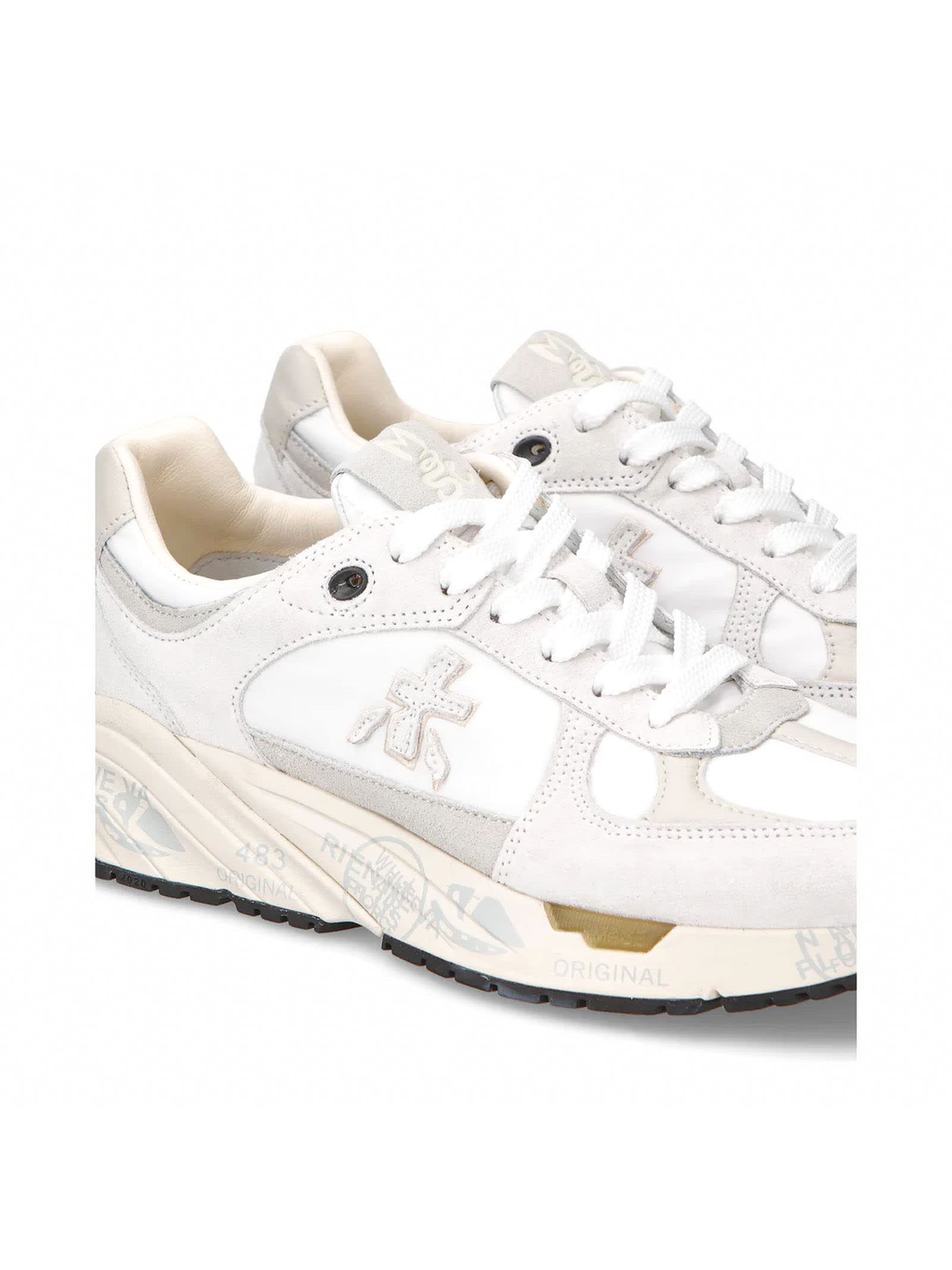 Shop Premiata White And Grey Mase Sneakers