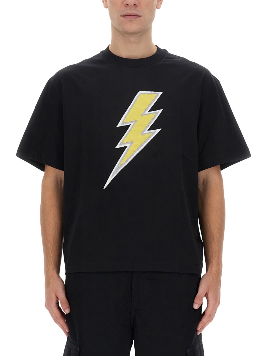 Shop Neil Barrett T-shirt With Patch In Black