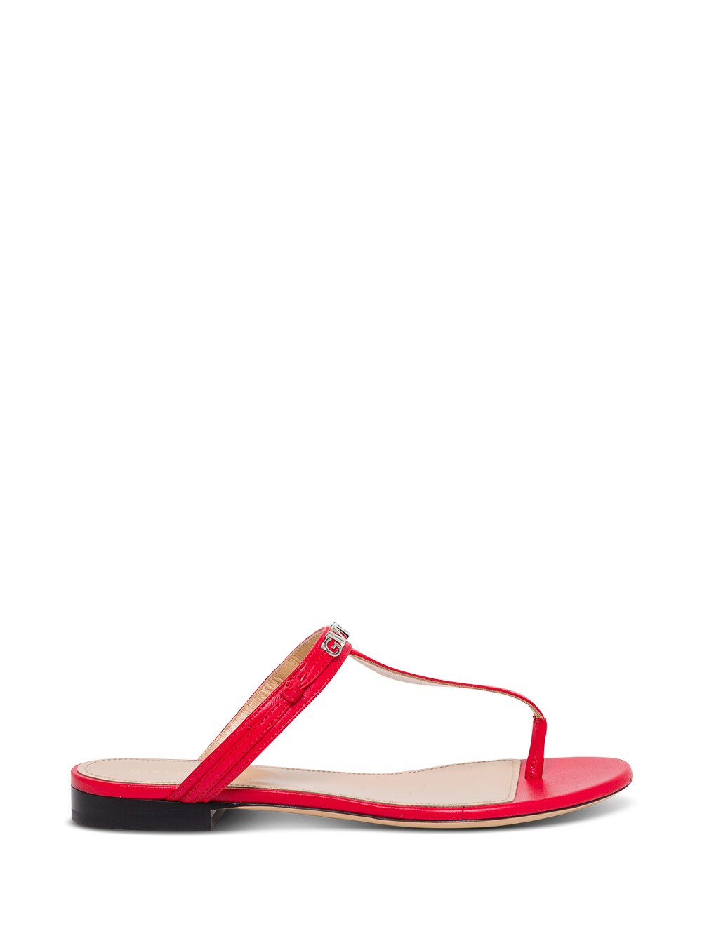 Givenchy Red Leather Sandals With Logo