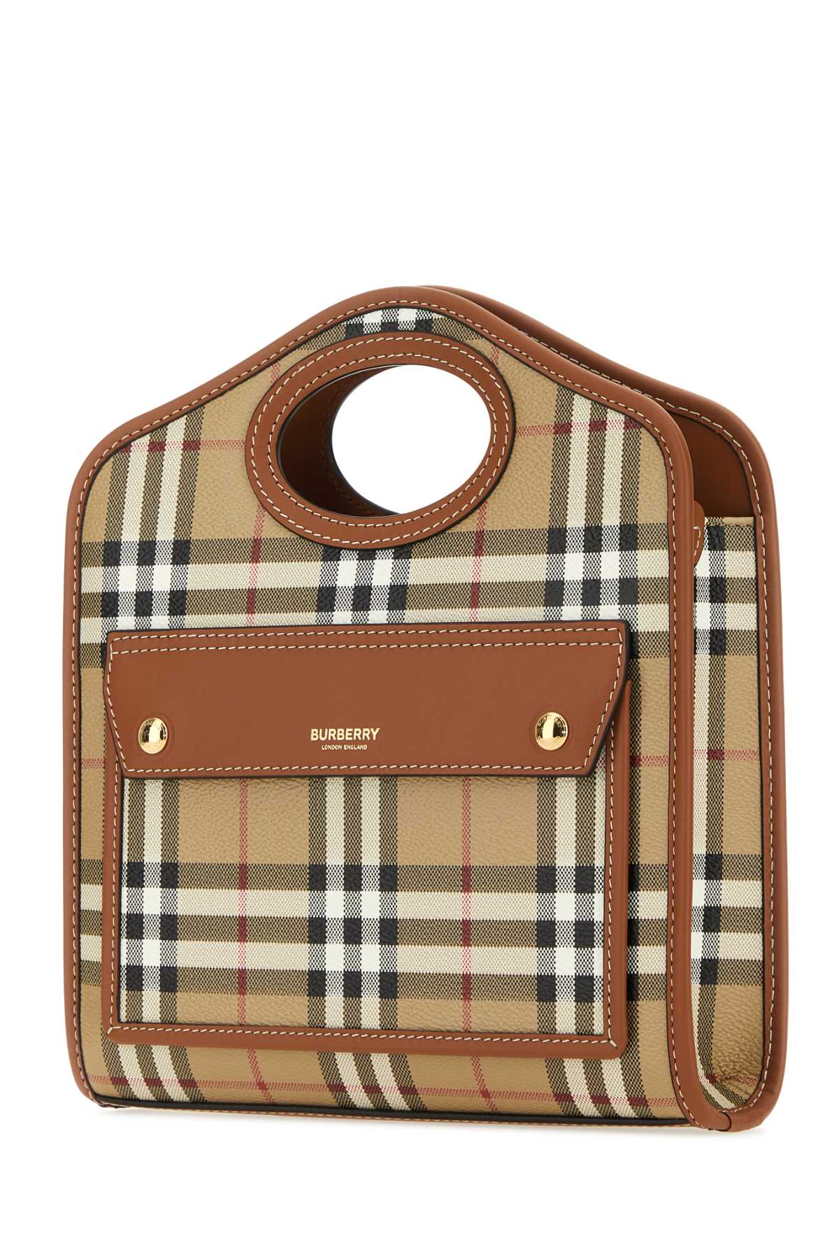 Shop Burberry Printed Canvas And Leather Mini Pocket Handbag In Briarbrown