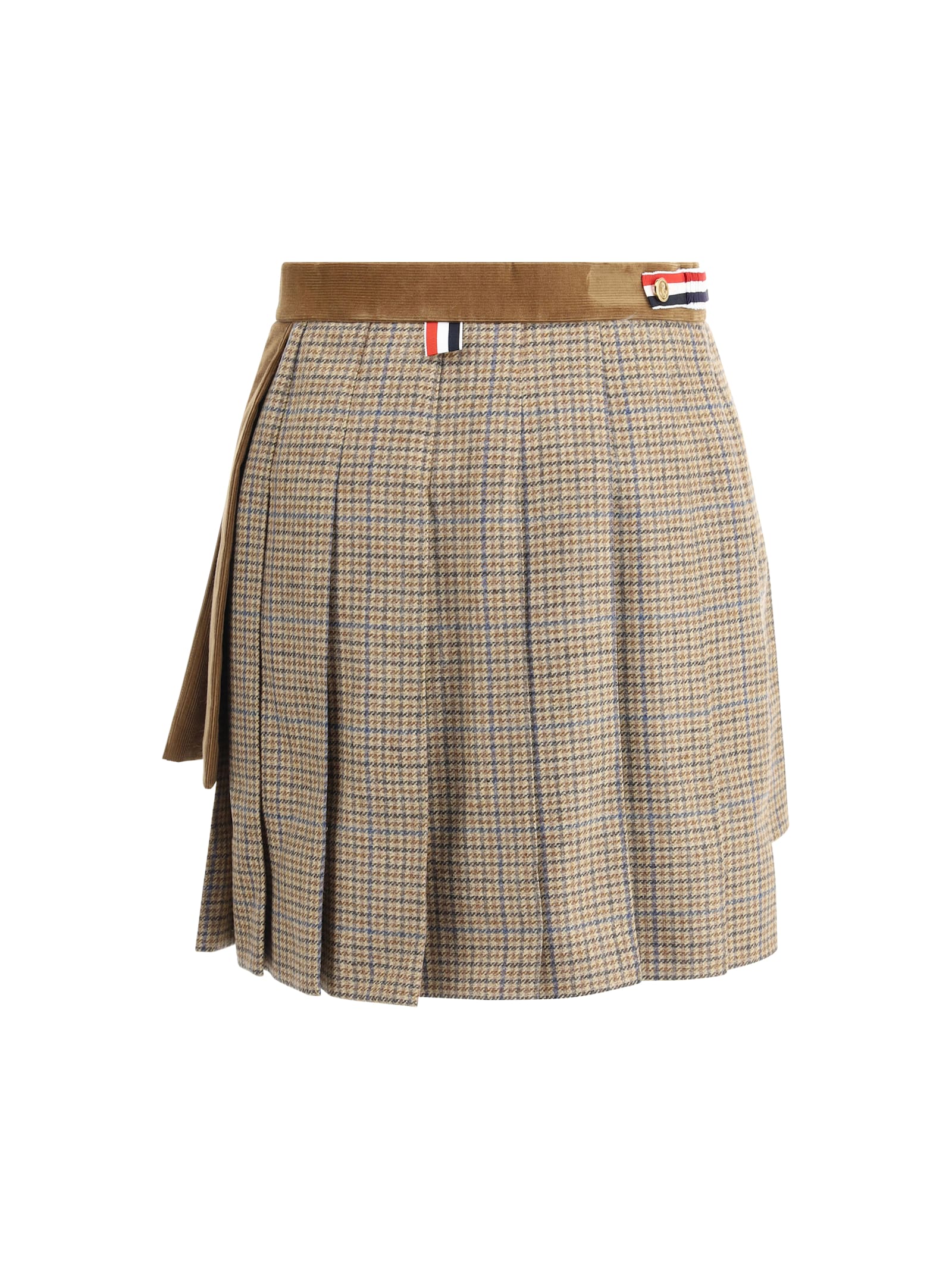 Thom Browne Pleated Miniskirt In Brown