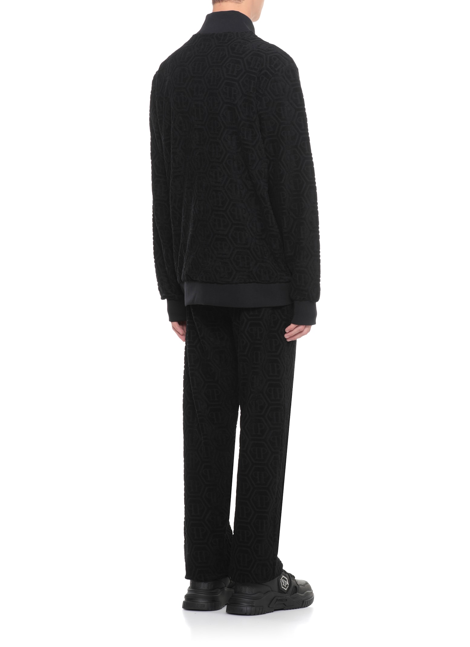 Philipp Plein Jacquard Tracksuit Jacket Monogram In Black