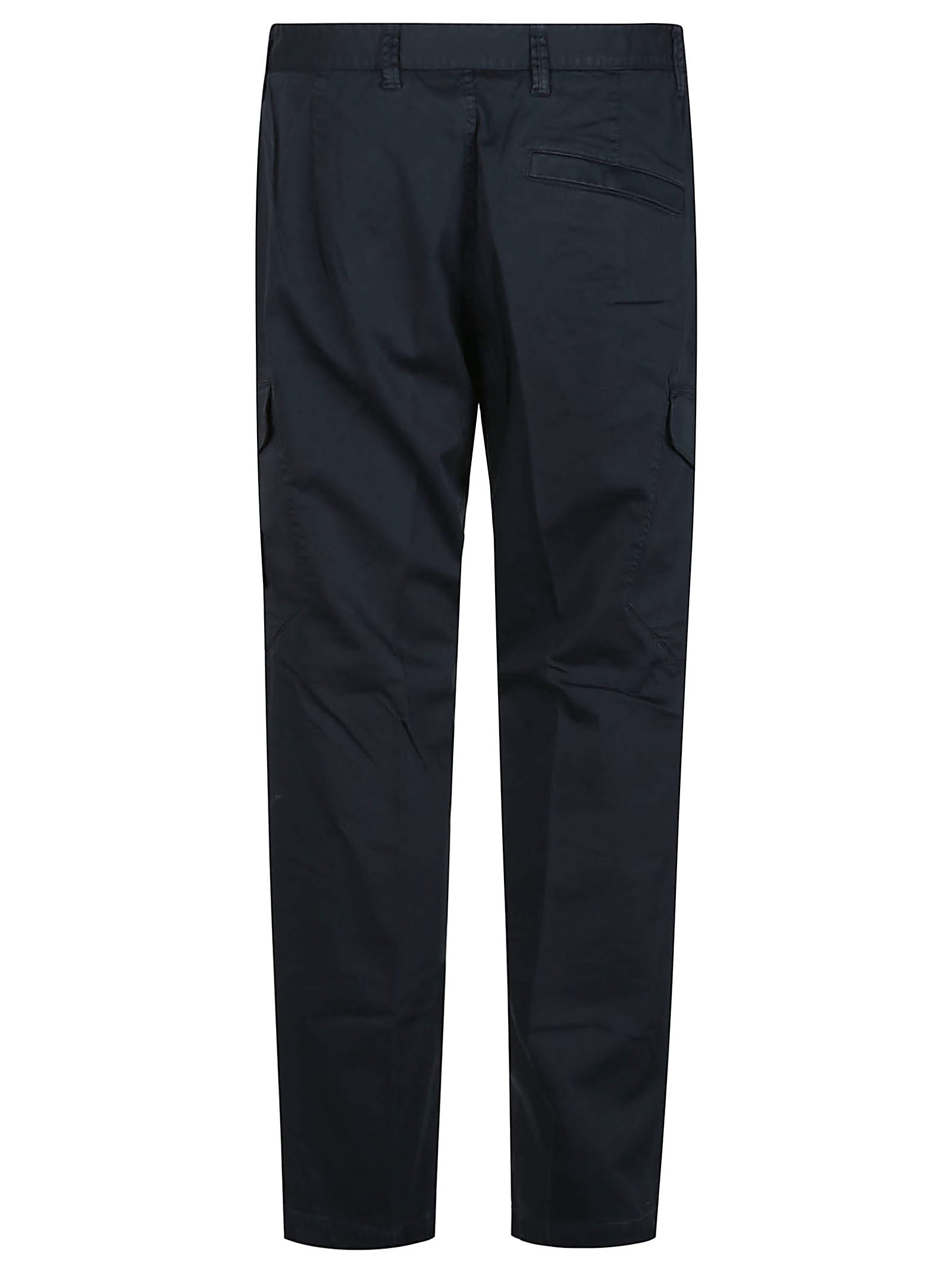 Stone Island Black Slim Cargo Pants With Elasticated Waist And Logo Patch In Stretch Cotton Man In Navy Blue
