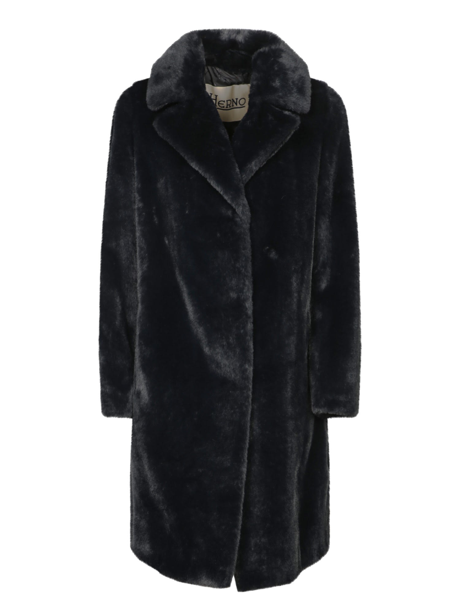 Shop Herno Black Soft Fur Coat