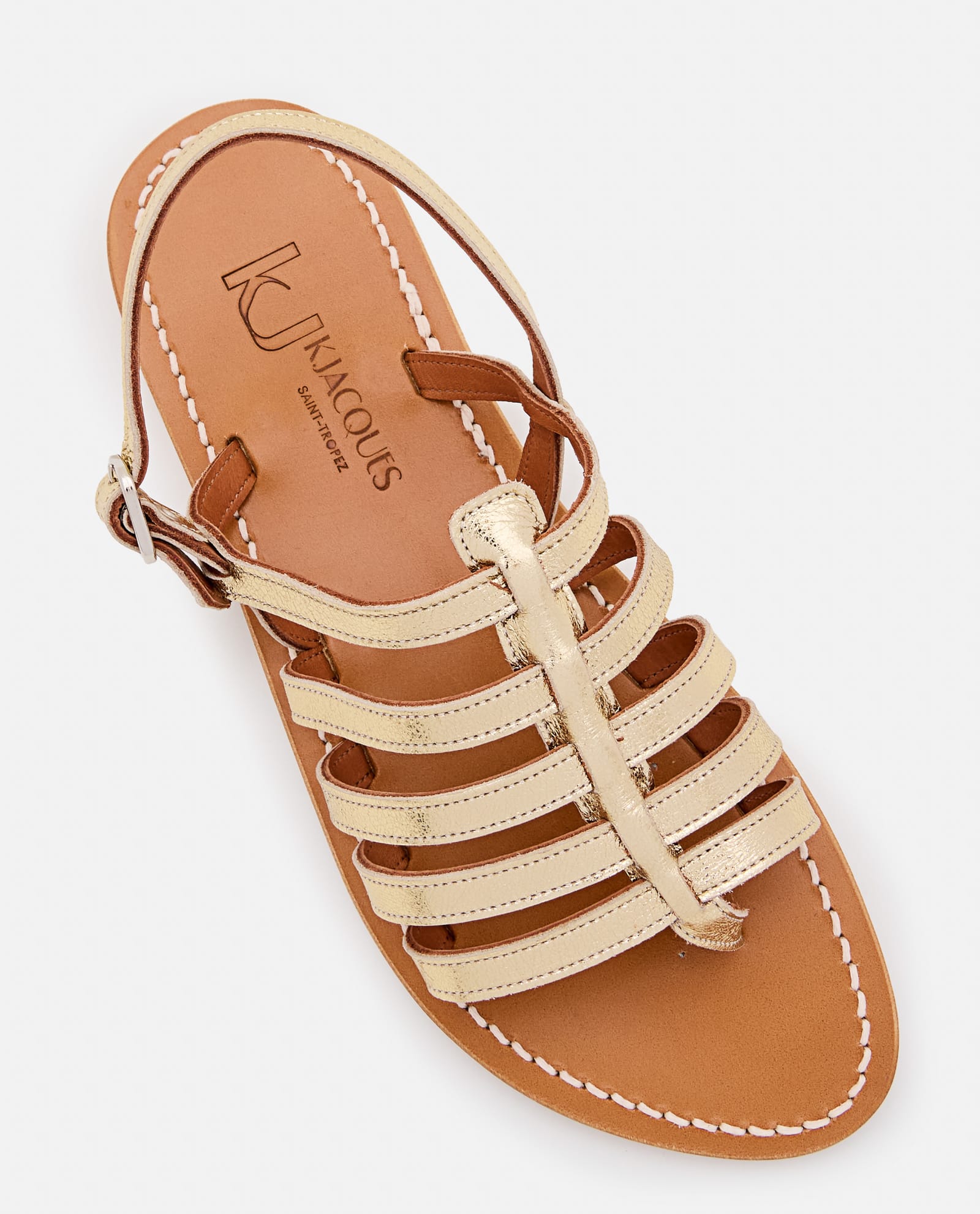 Shop Kjacques Homere Leather Sandals In Golden