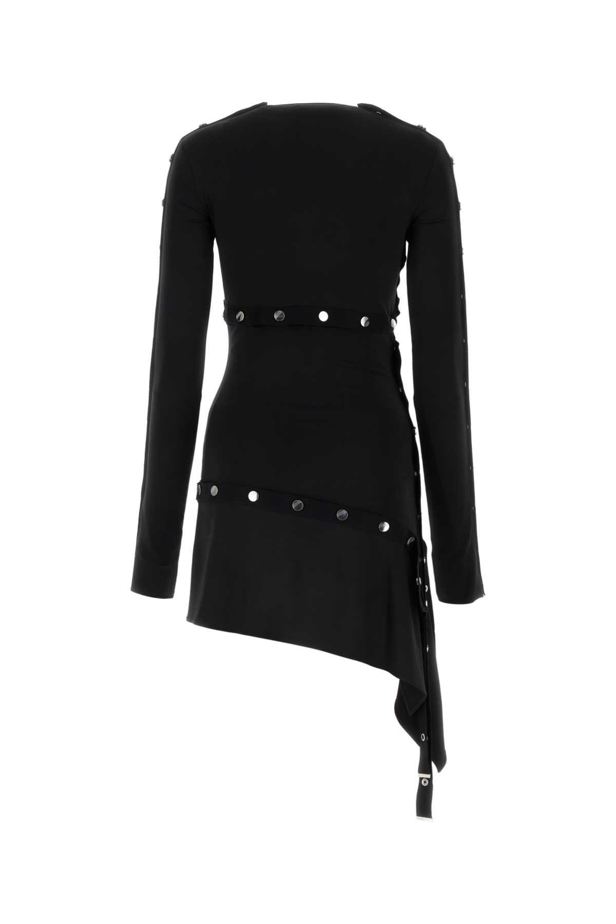 Shop Attico Black Jersey Mini Dress In Nero