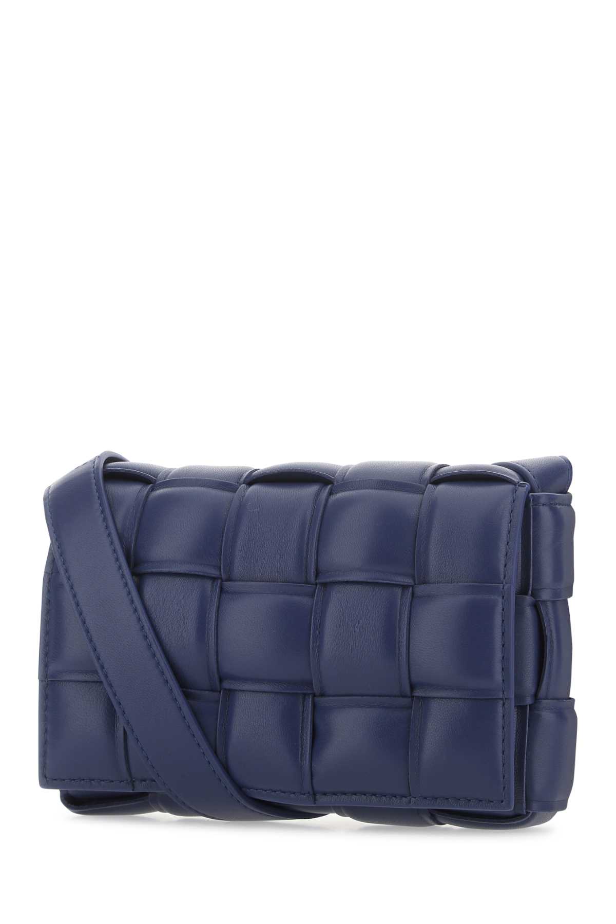 Shop Bottega Veneta Navy Blue Nappa Leather Mini Padded Cassette Crossbody Bag In 4103