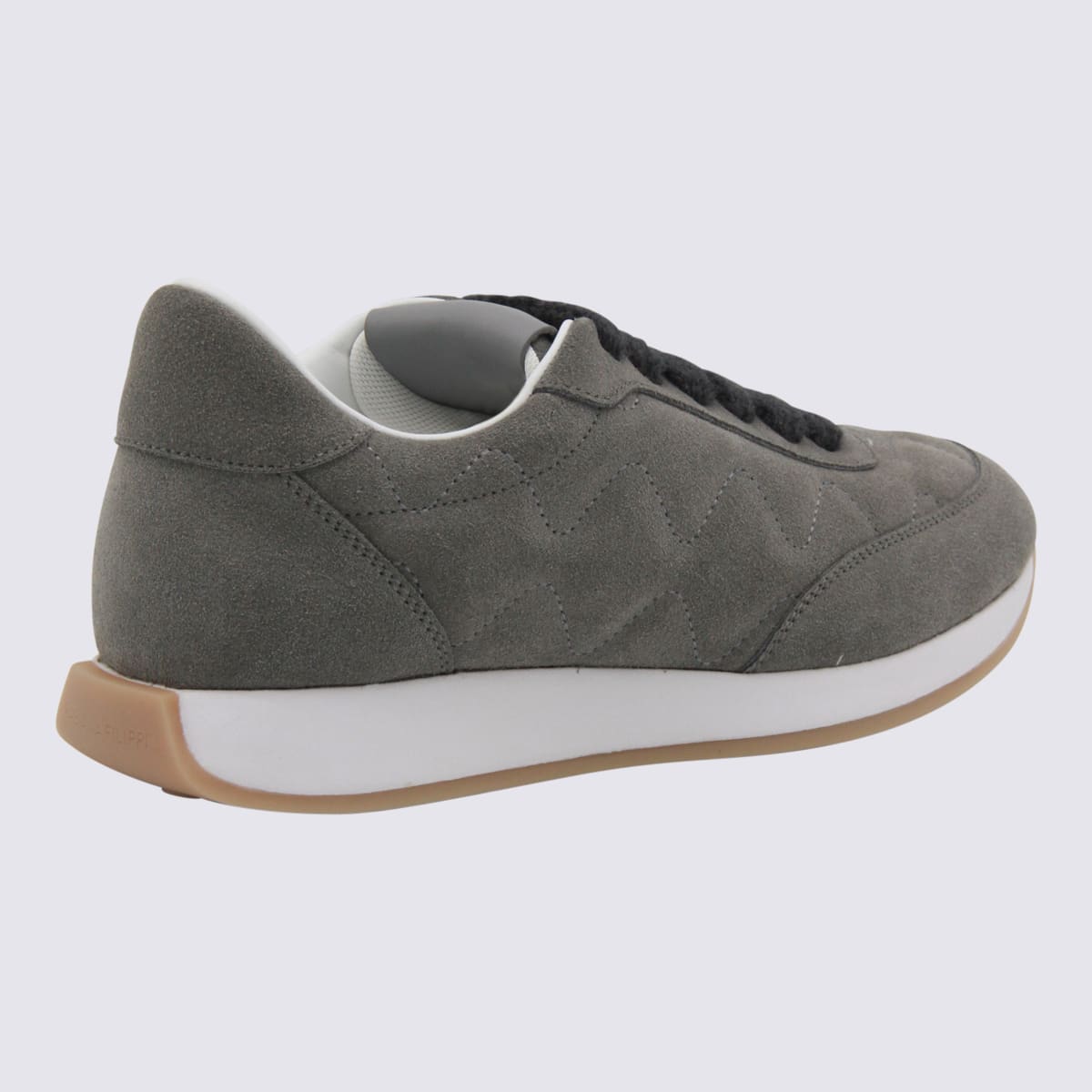 Fabiana Filippi Suede Sneakers With Rubber Sole And Stitching In Gray