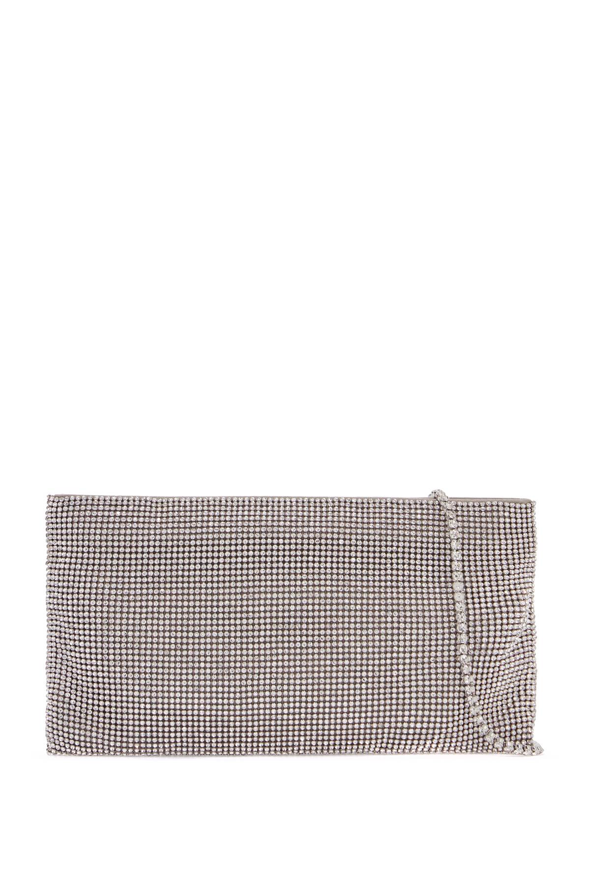 La Petite Evening Bag In Crystal On Silver With Shoulder Strap