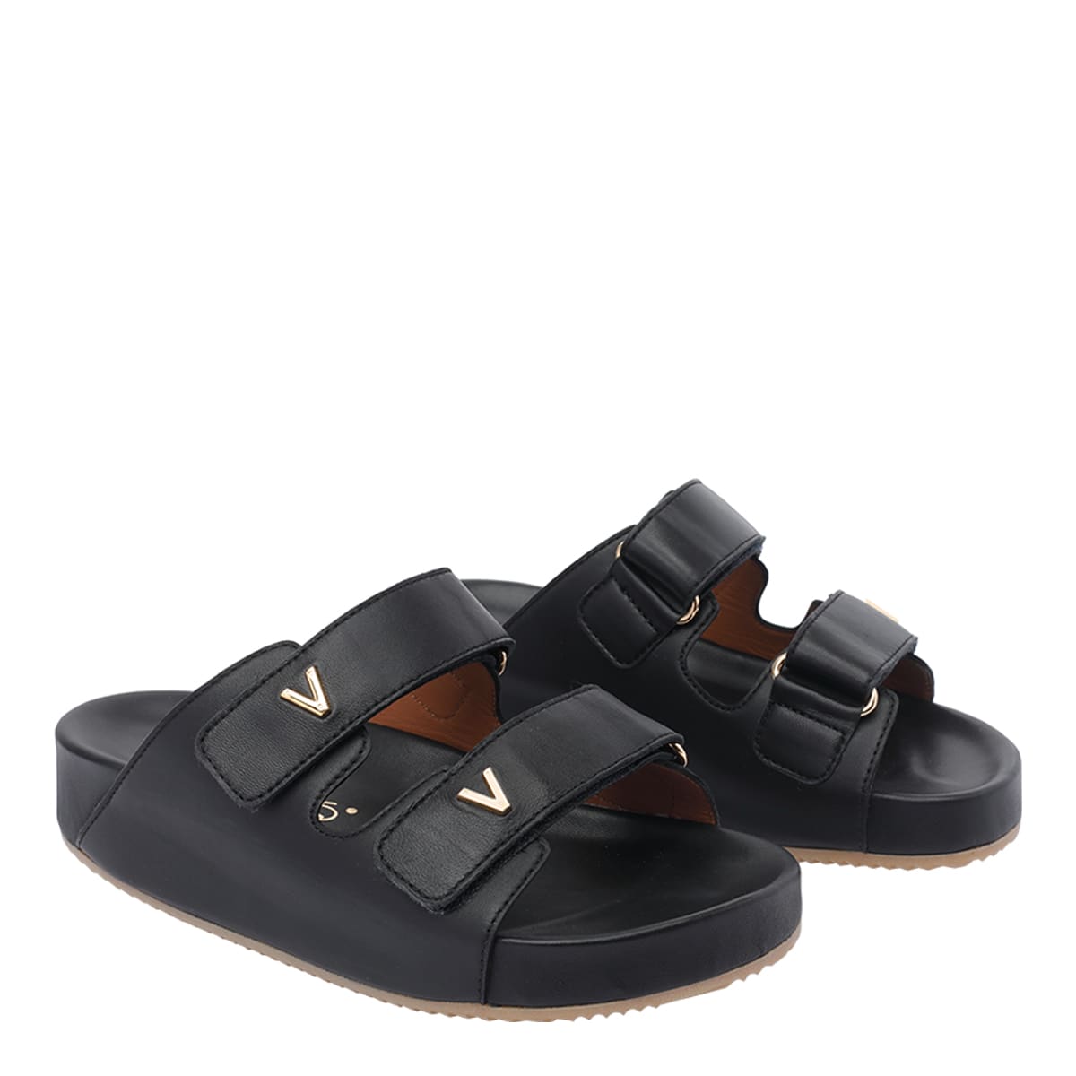 Via Roma 15 Logo Platform Sandals In Black