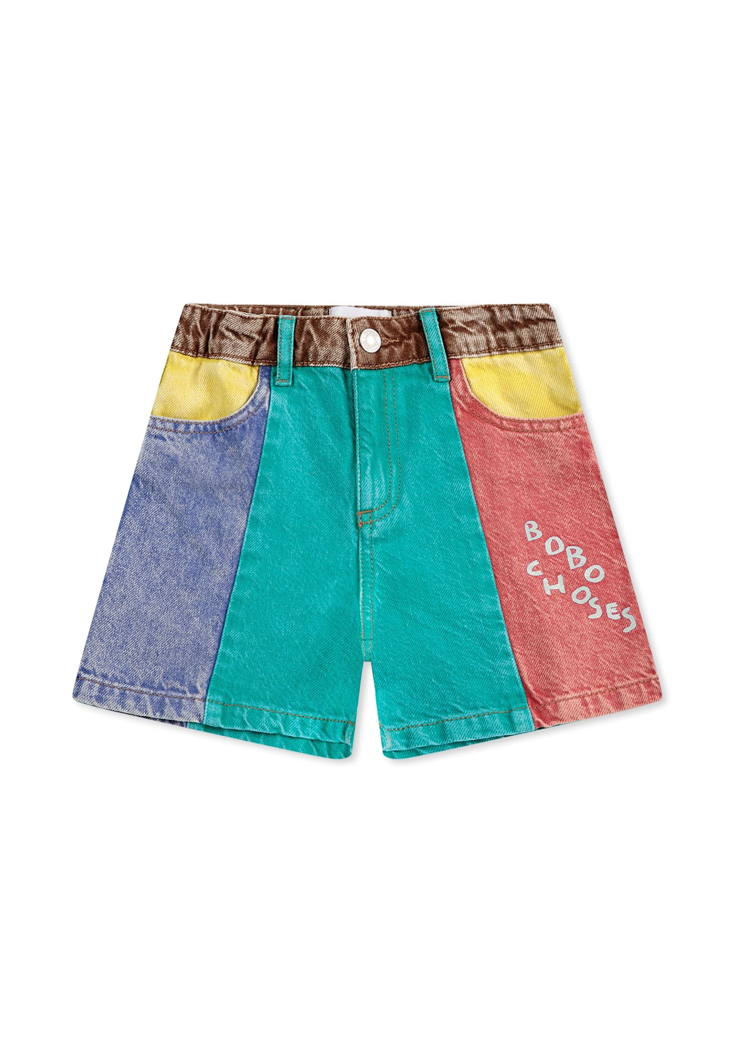 Bobo Choses Denim Shorts For Kids With Logo In Multicolor