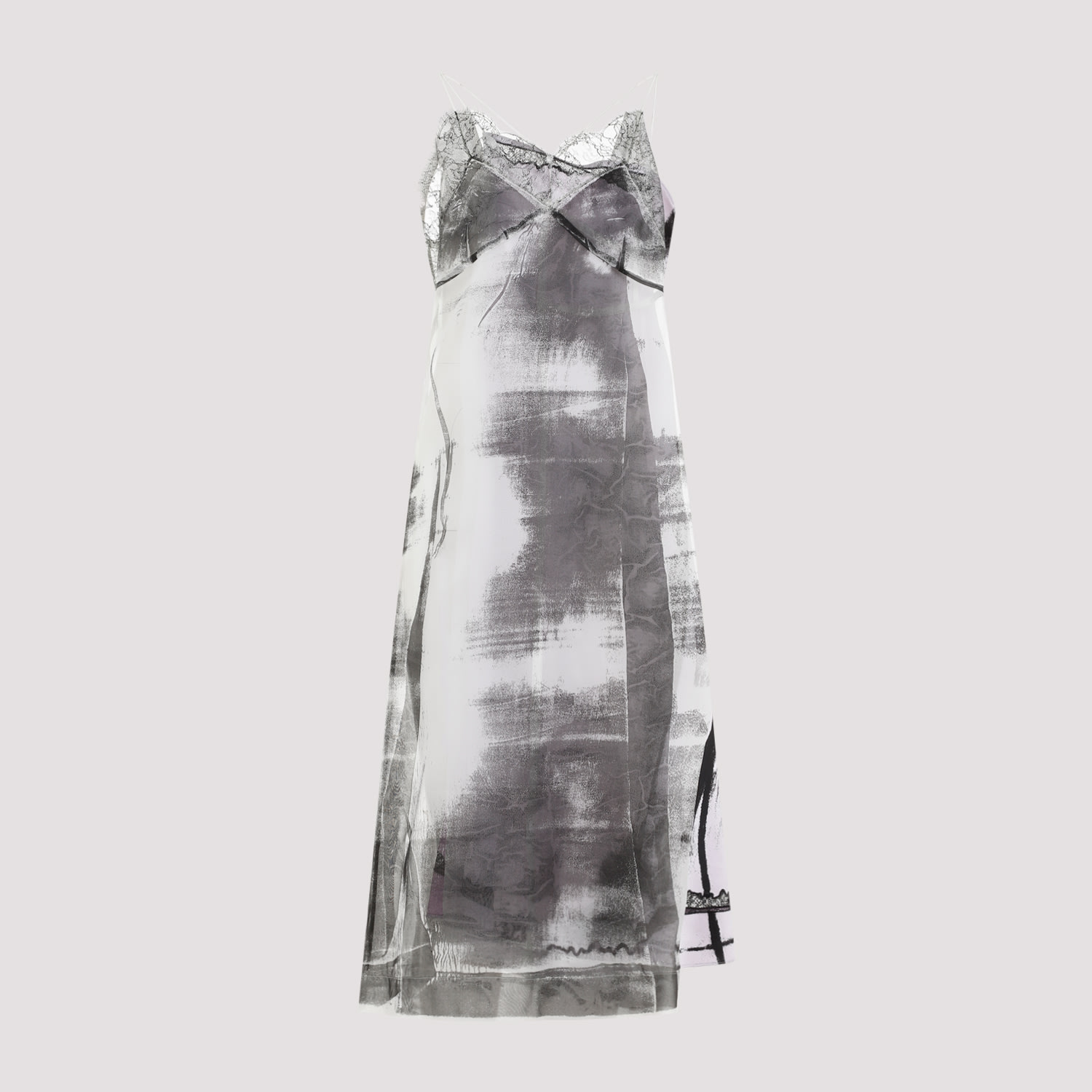 Shop Maison Margiela Silk Midi Dress In Lilac Pistacho