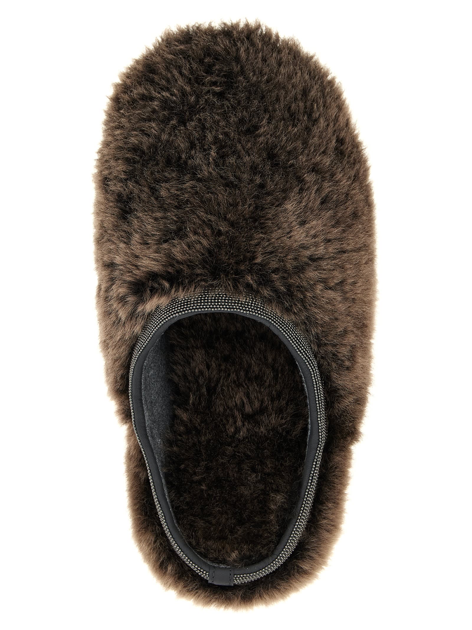 Brunello Cucinelli Monile Sherling Sabots In Brown