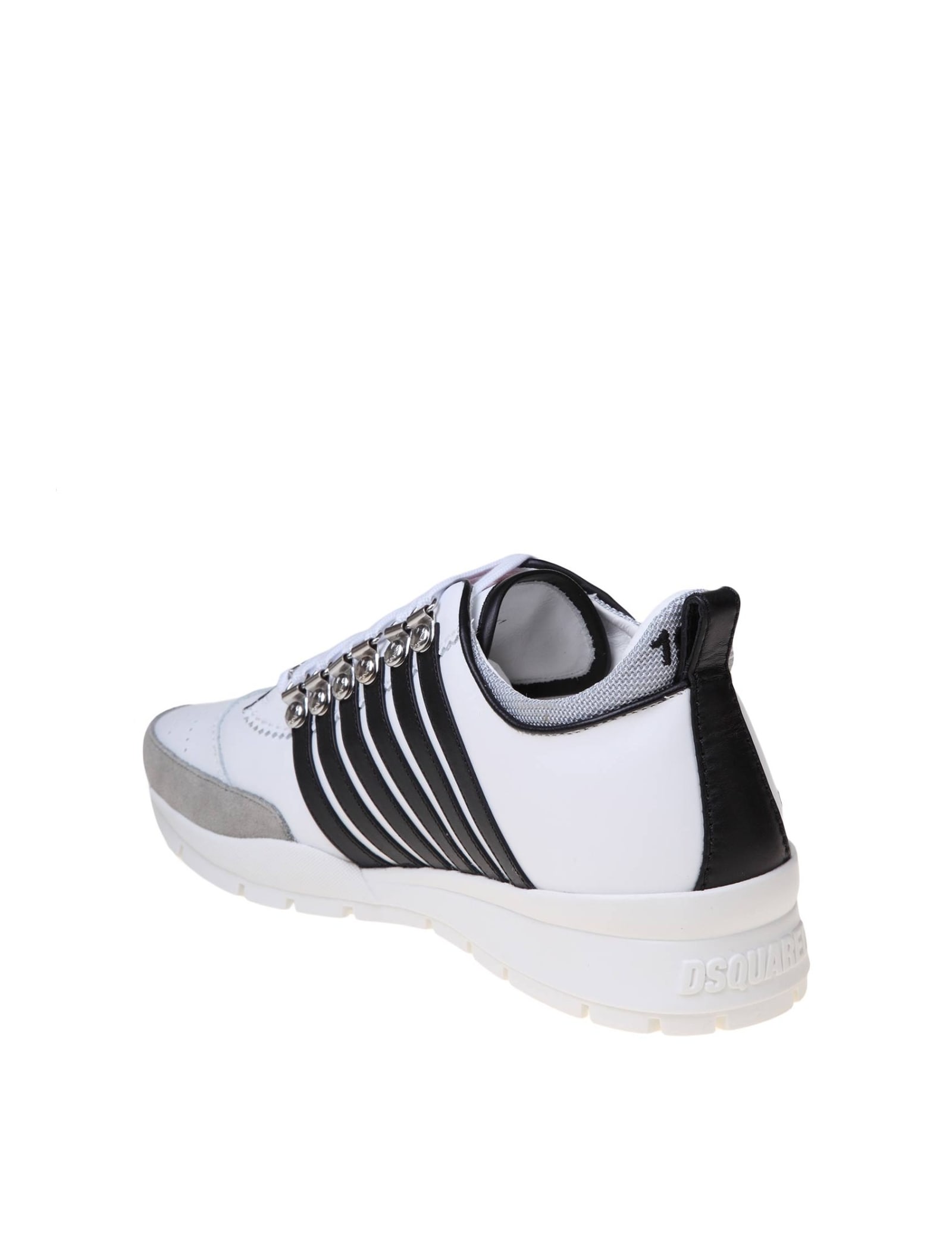 Shop Dsquared2 Legendary Sneakers In Black And White Leather In Bianco