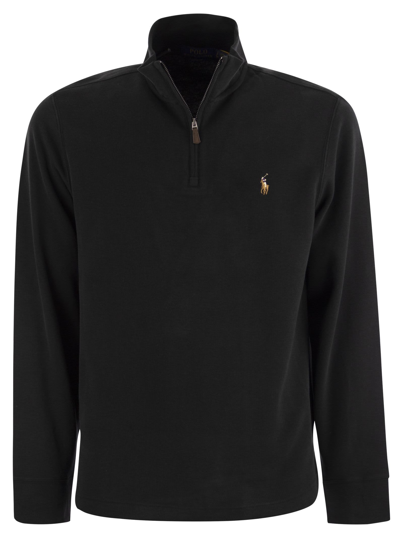 Polo Ralph Lauren Estate-rib Quarter-zip Pullover In Black