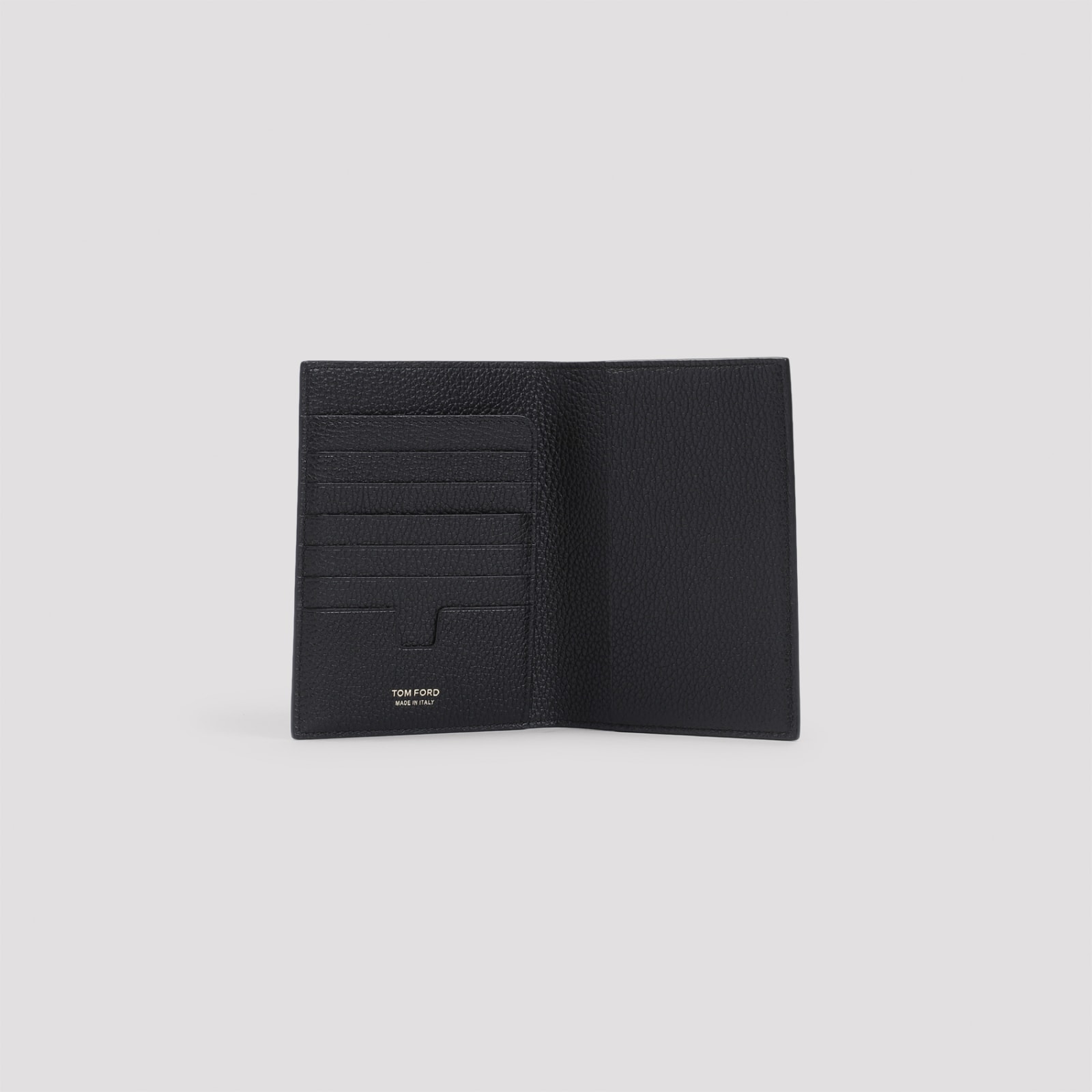 Tom Ford Black Calf Leather Passport Holder In Black
