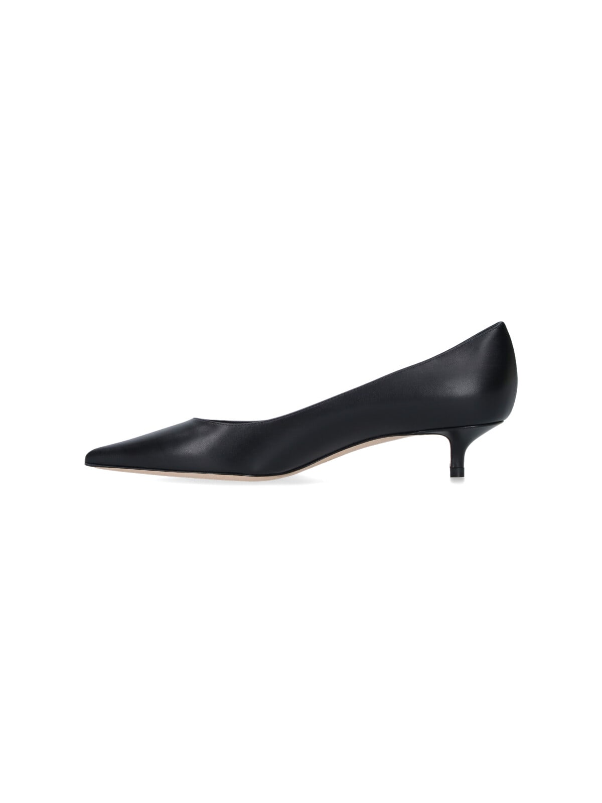 Jimmy Choo Pointed Toe Leather Kitten Heel Pumps In Black